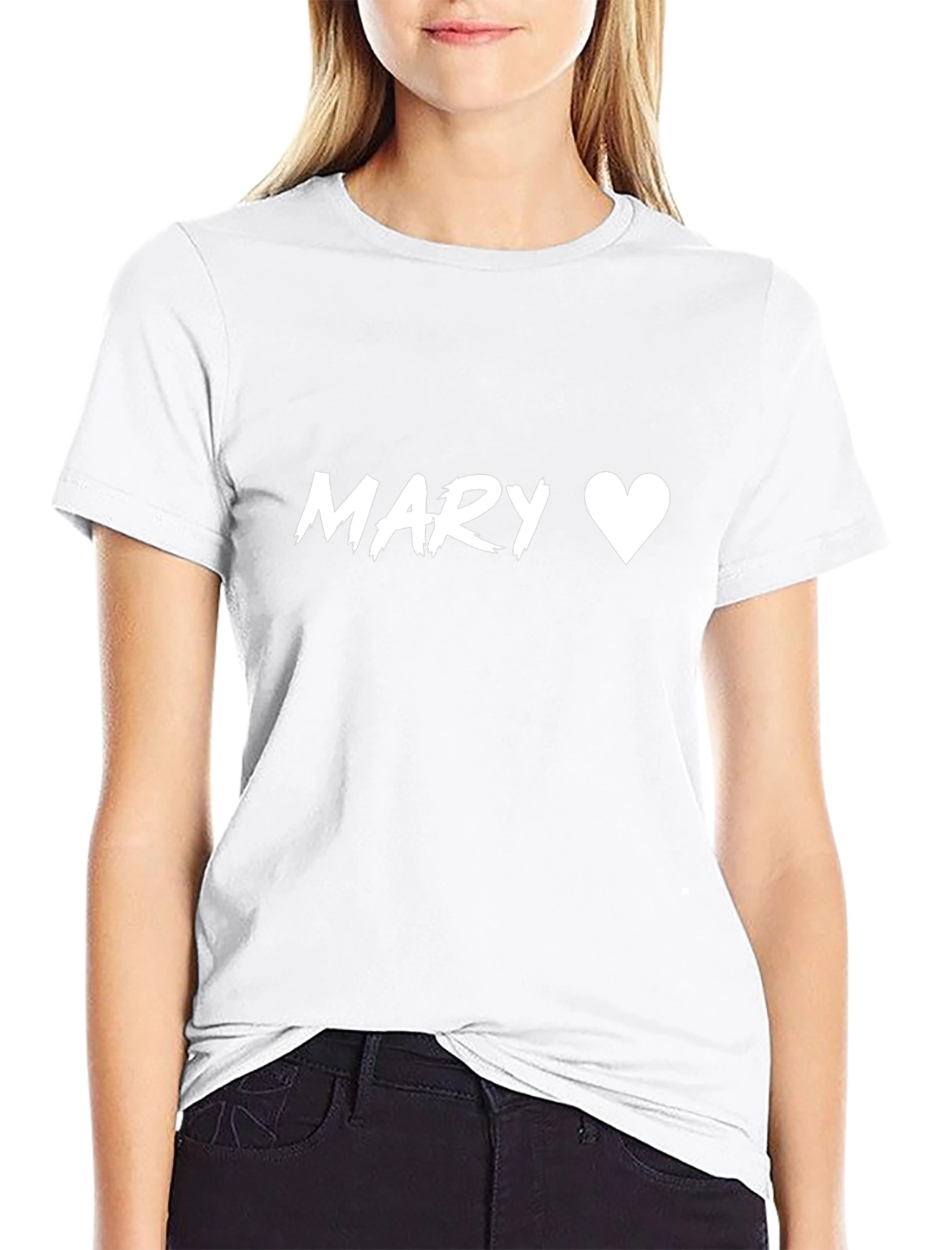 Mary Heart Love T-Shirt - Stylish Black Tee