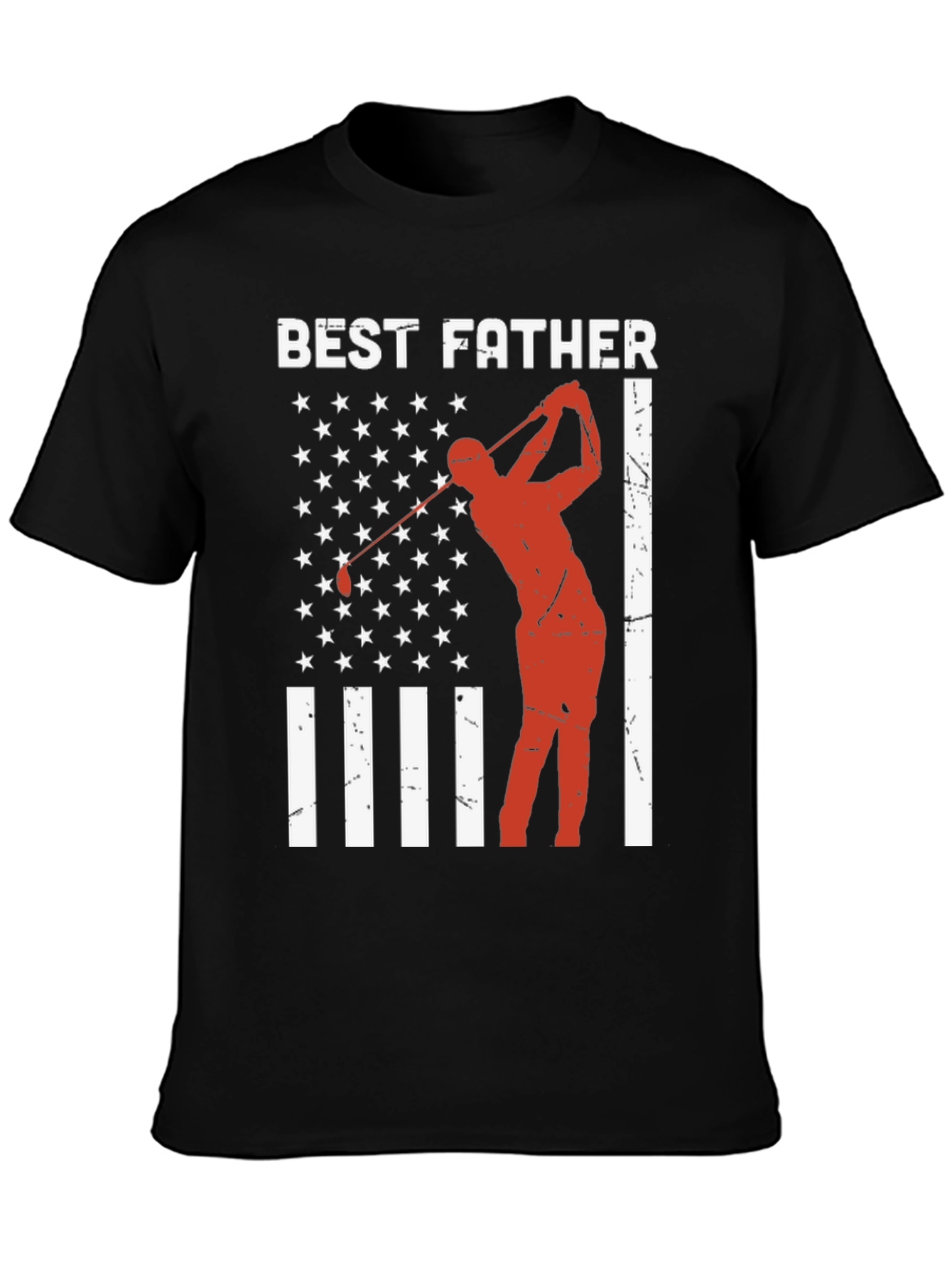 Best Father Golf T-Shirt - American Flag Design
