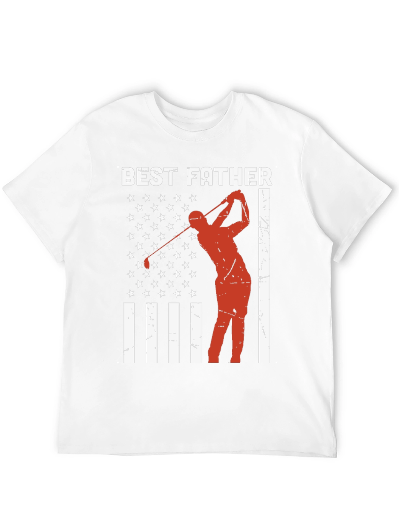 Best Father Golf T-Shirt - American Flag Design