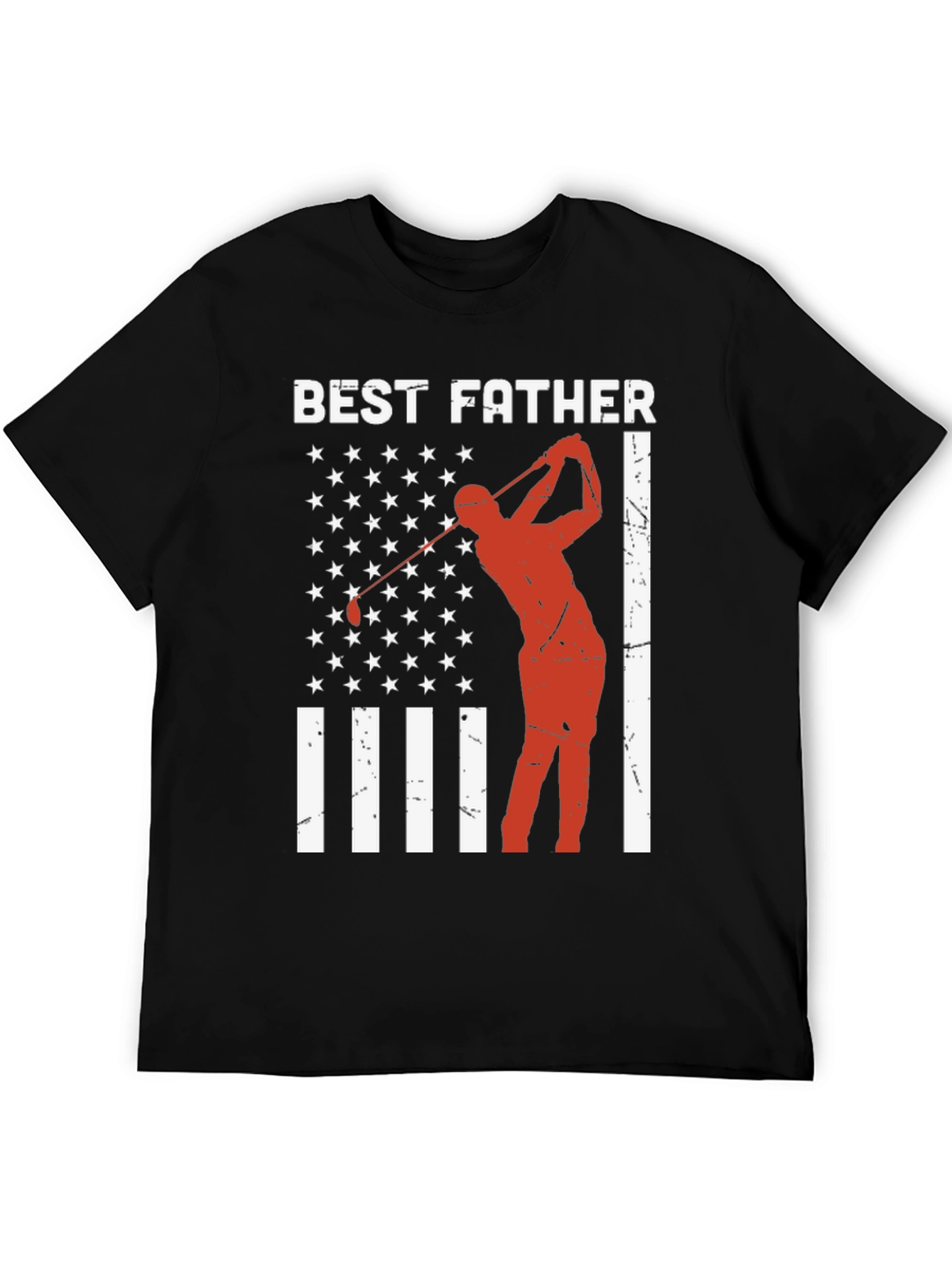 Best Father Golf T-Shirt - American Flag Design