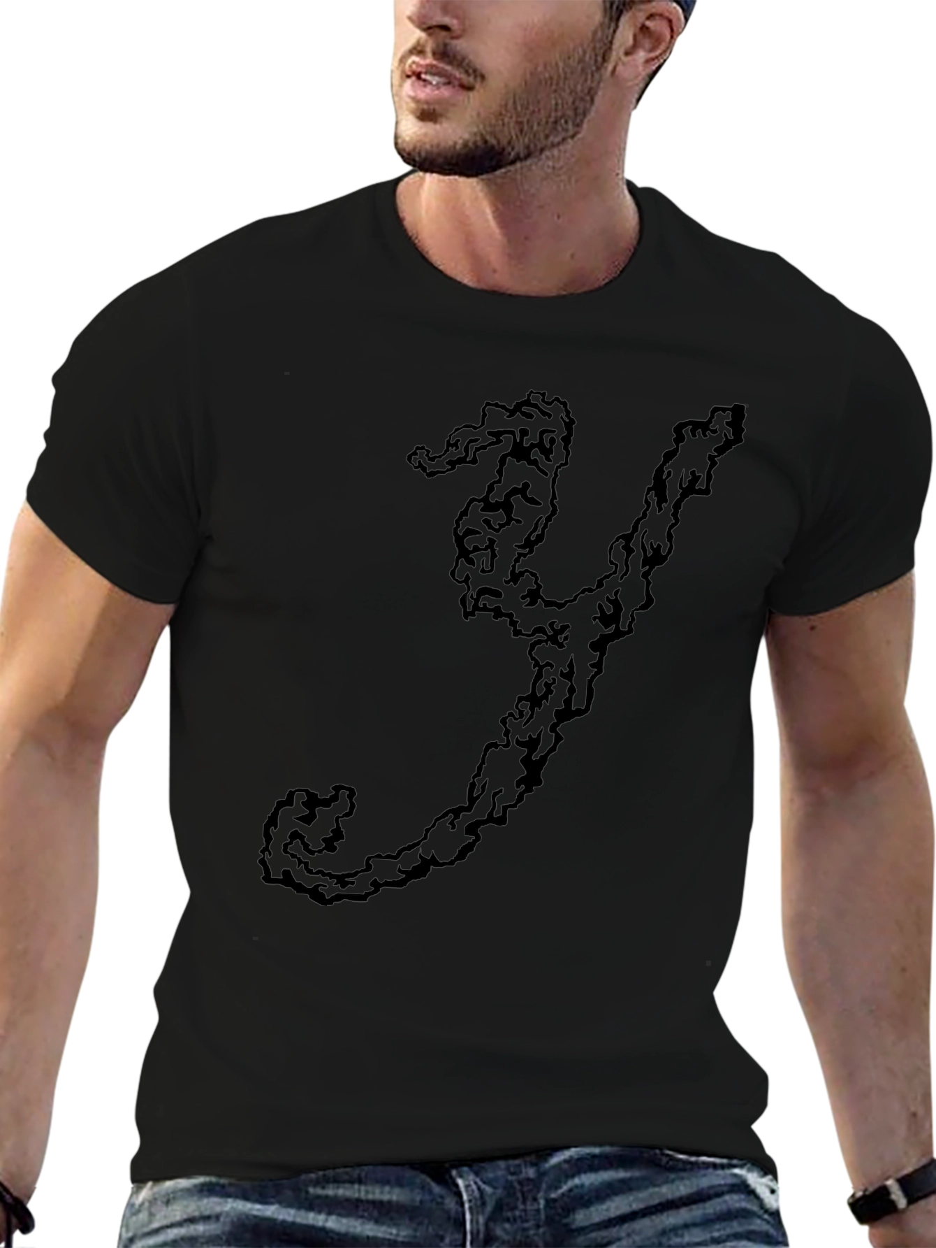 Abstract Y Print Black Tee