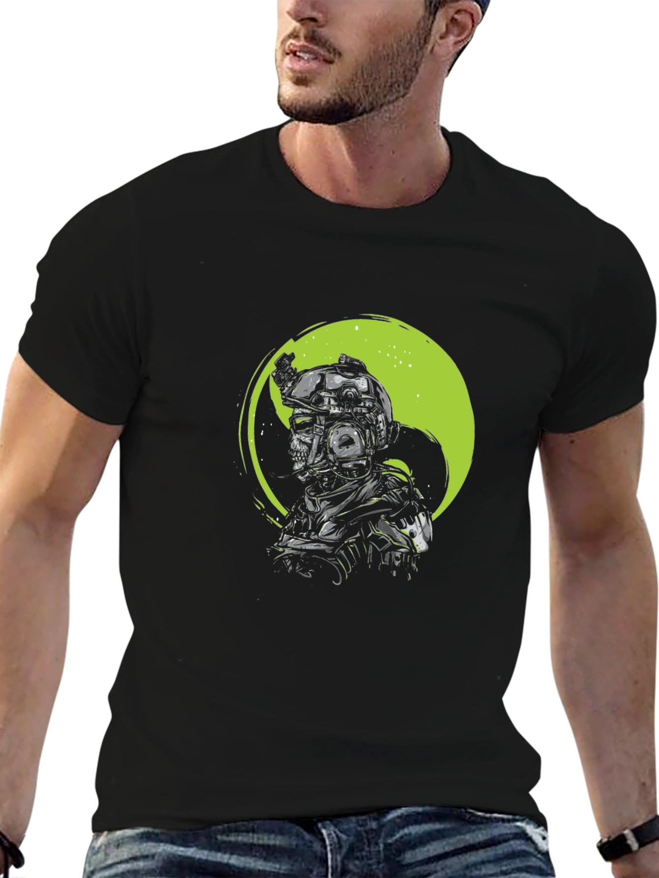 Tactical Skull Graphic T-Shirt - Black
