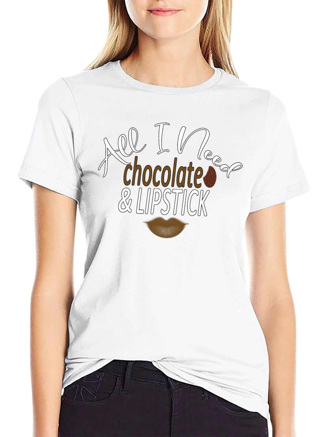 All I Need Chocolate and Lipstick Graphic Tee
