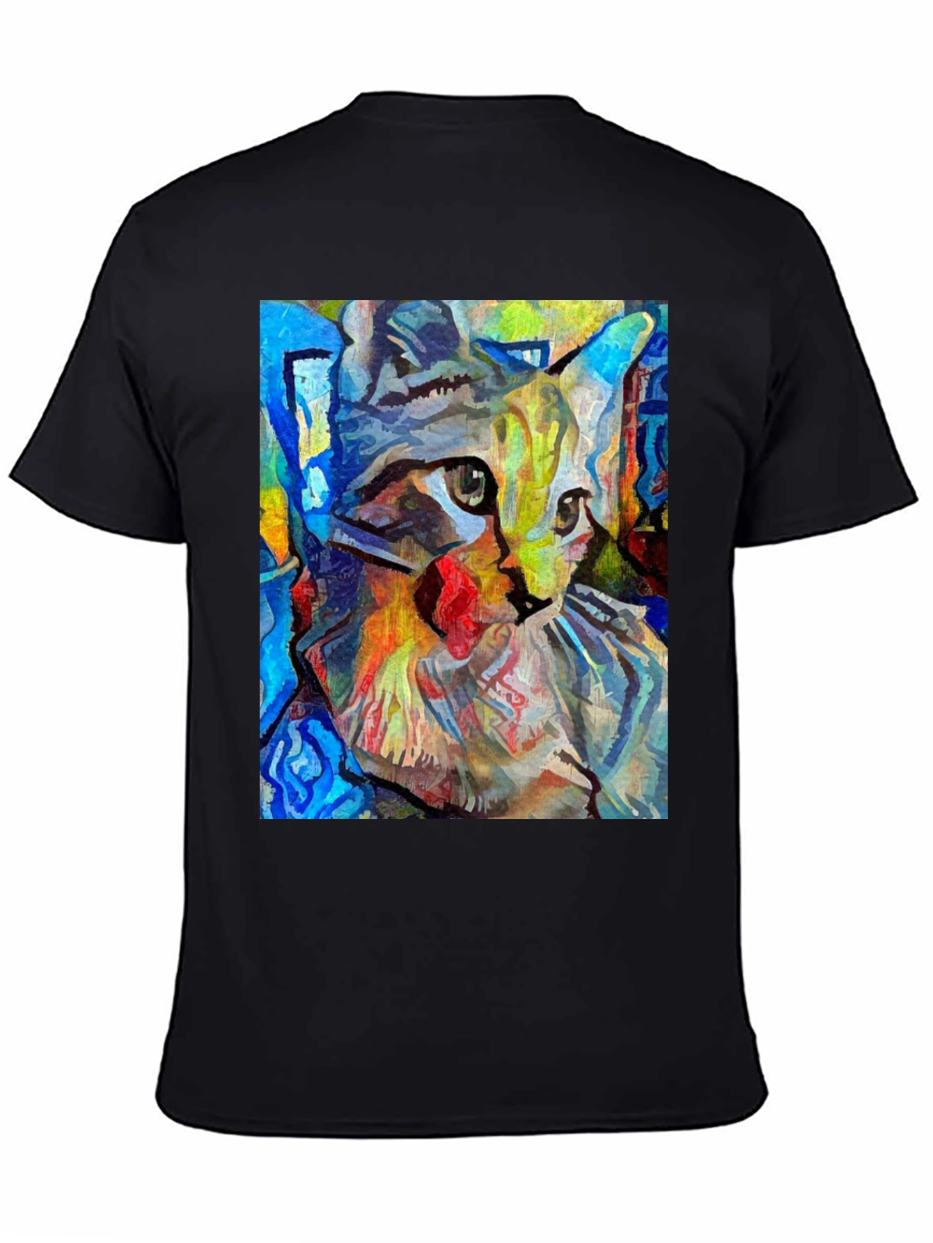 Abstract Cat Art Black T-Shirt