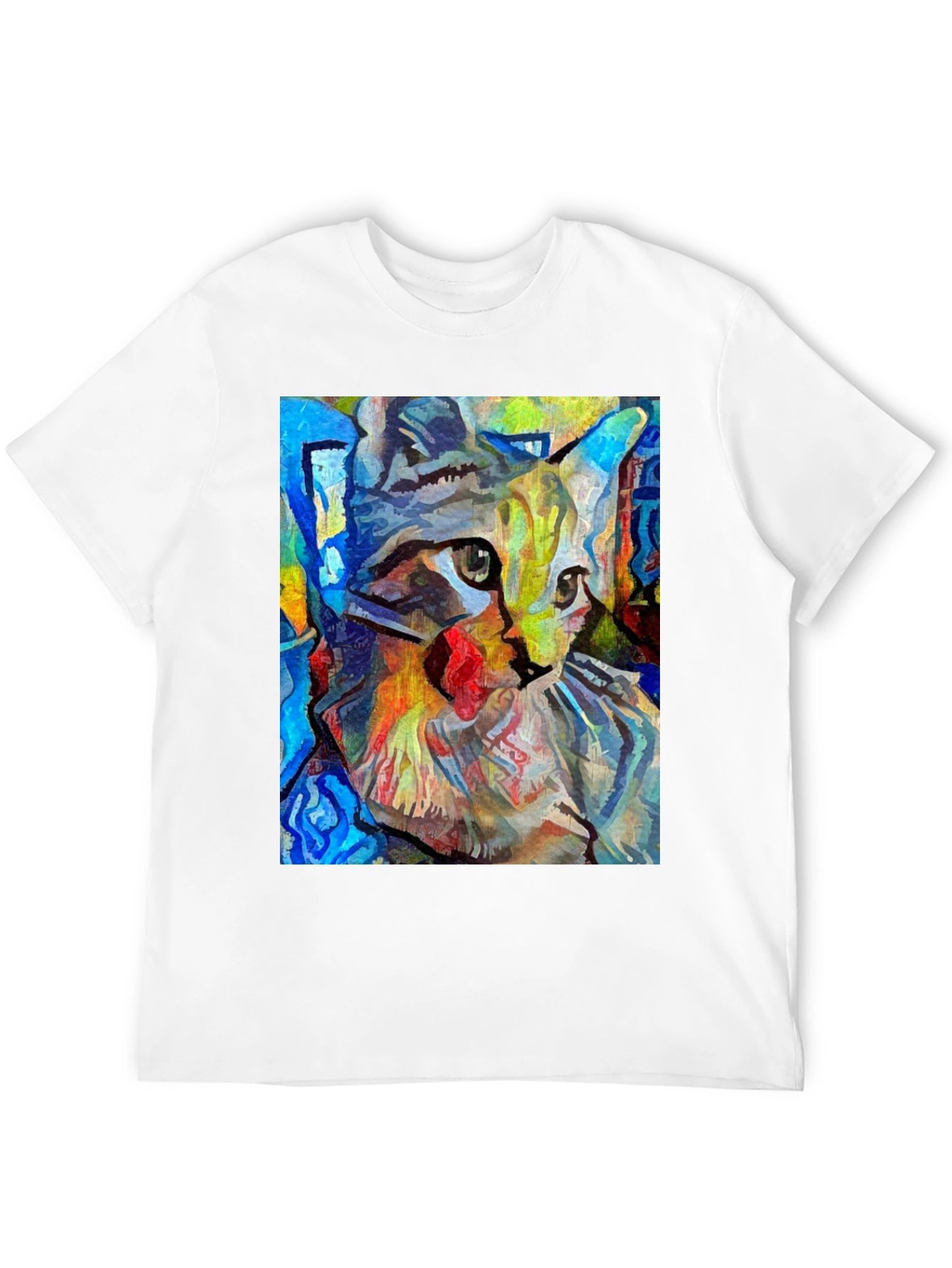 Abstract Cat Art Black T-Shirt