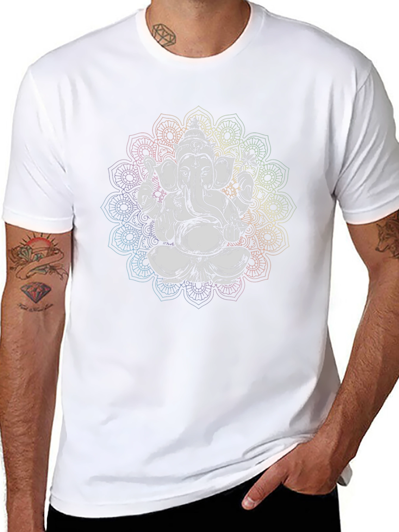 Ganesh Mandala Graphic Tee - Black Cotton T-Shirt