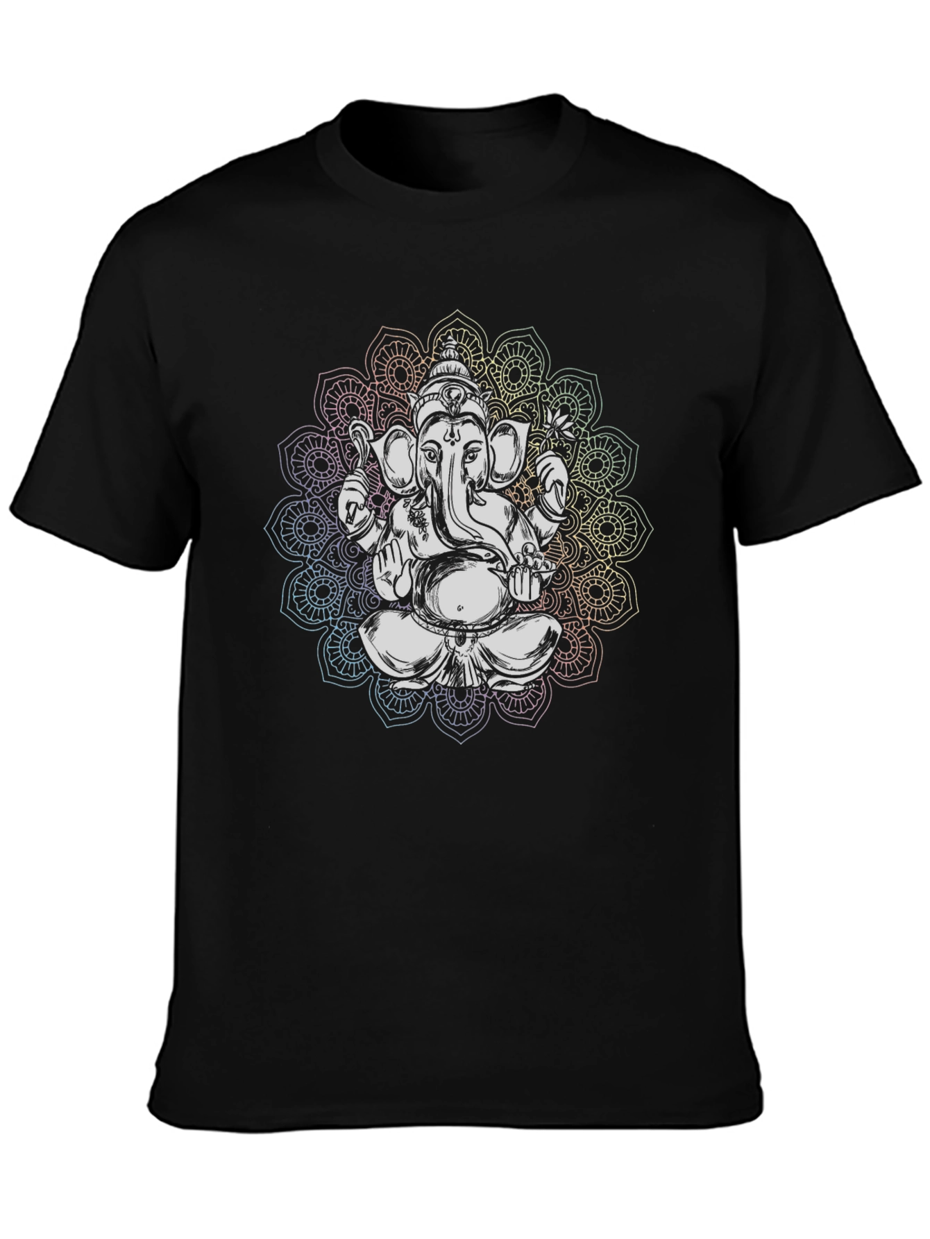 Ganesh Mandala Graphic Tee - Black Cotton T-Shirt