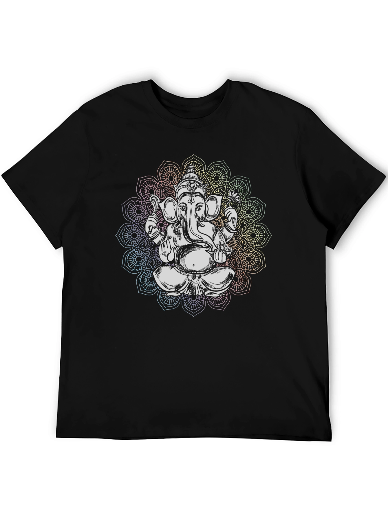 Ganesh Mandala Graphic Tee - Black Cotton T-Shirt