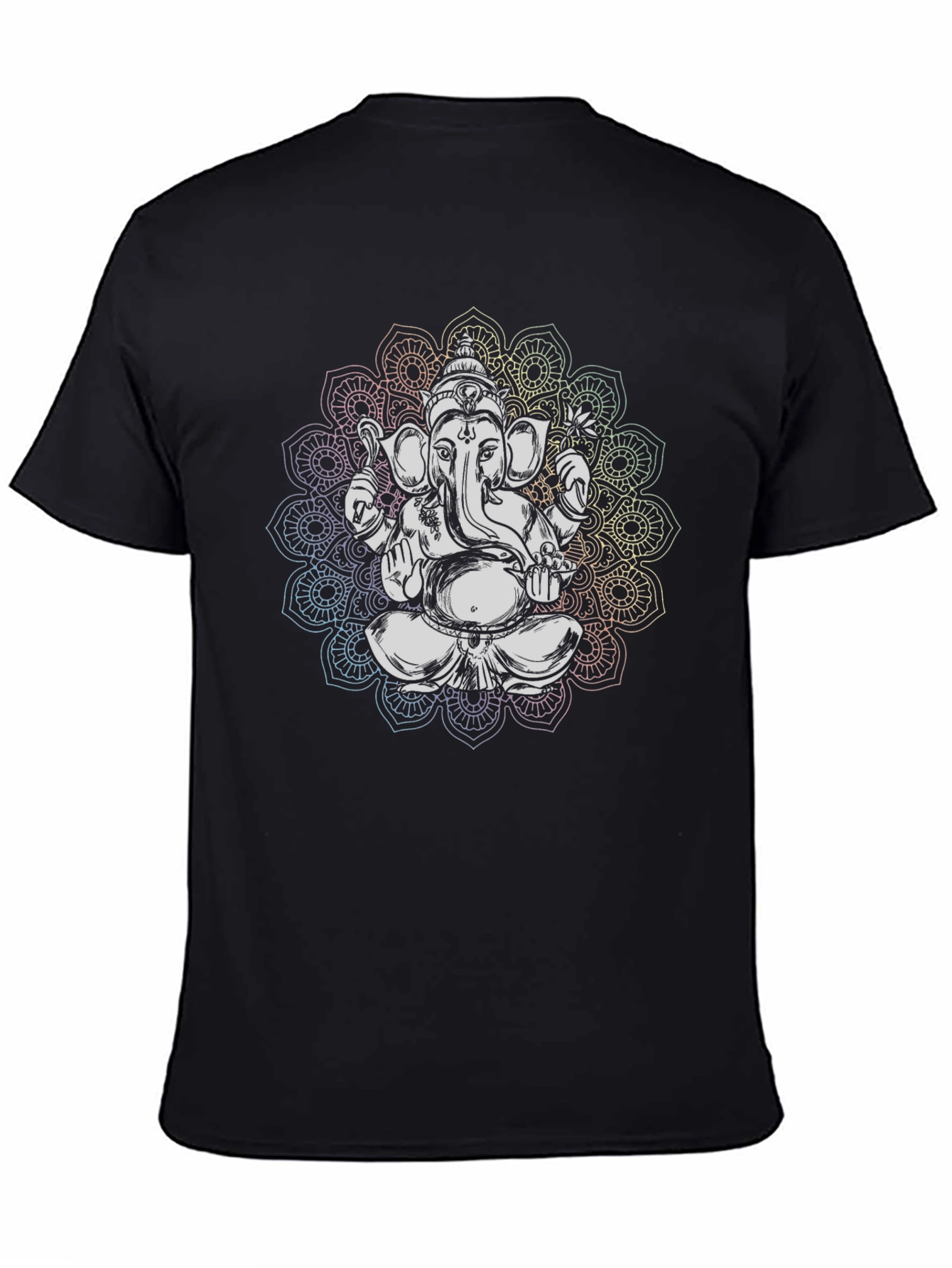 Ganesh Mandala Graphic Tee - Black Cotton T-Shirt