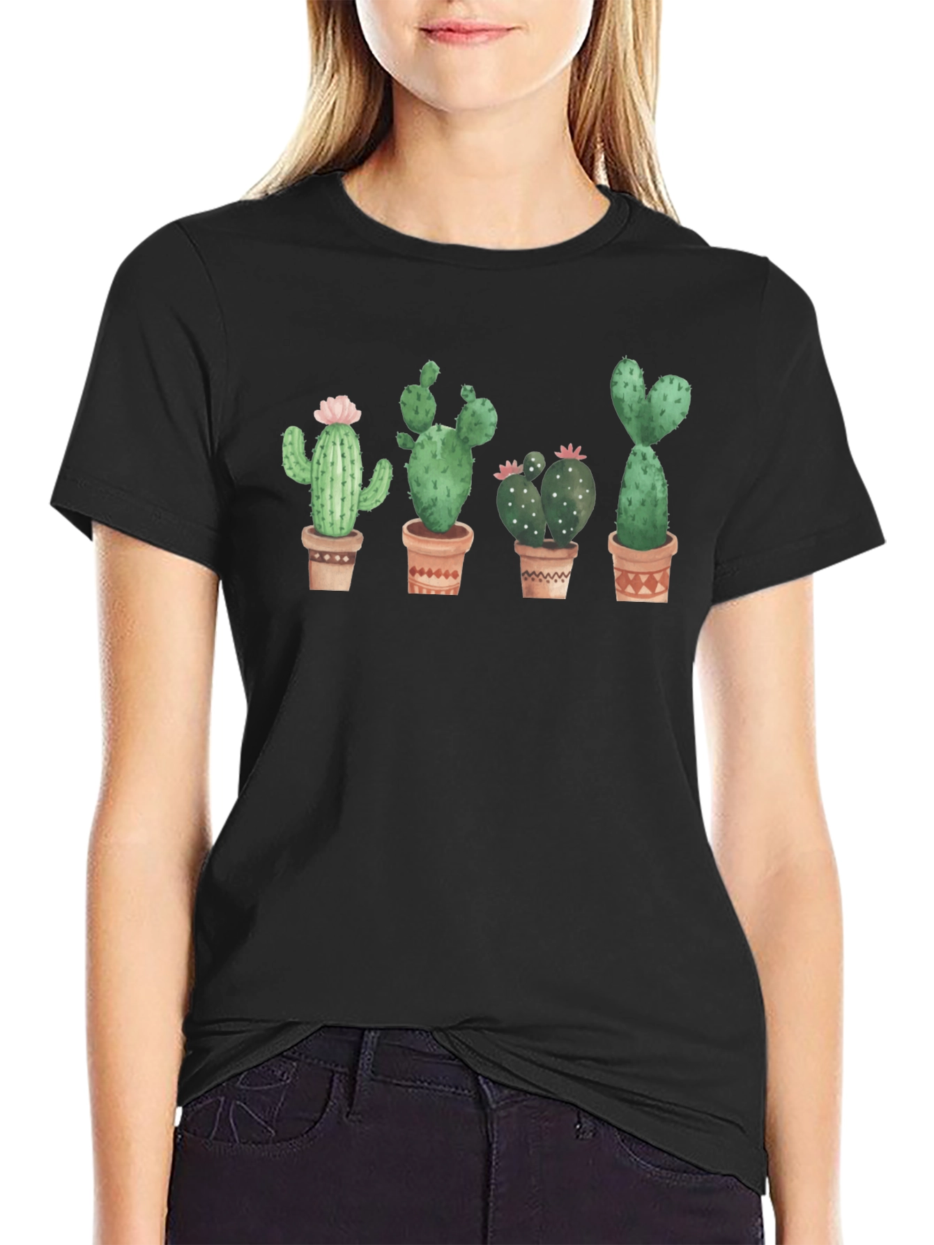 Cactus Pot Black T-Shirt