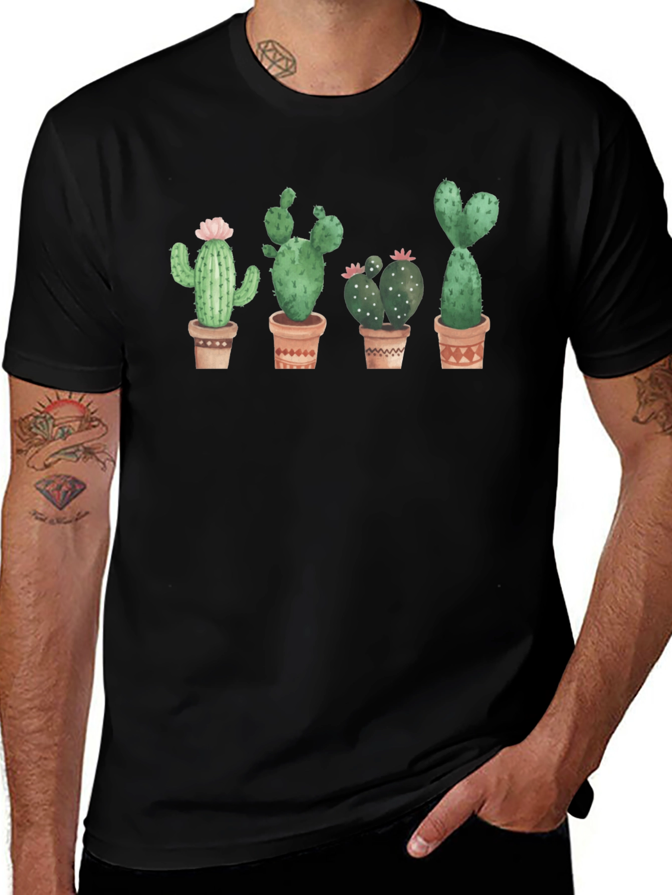 Cactus Pot Black T-Shirt