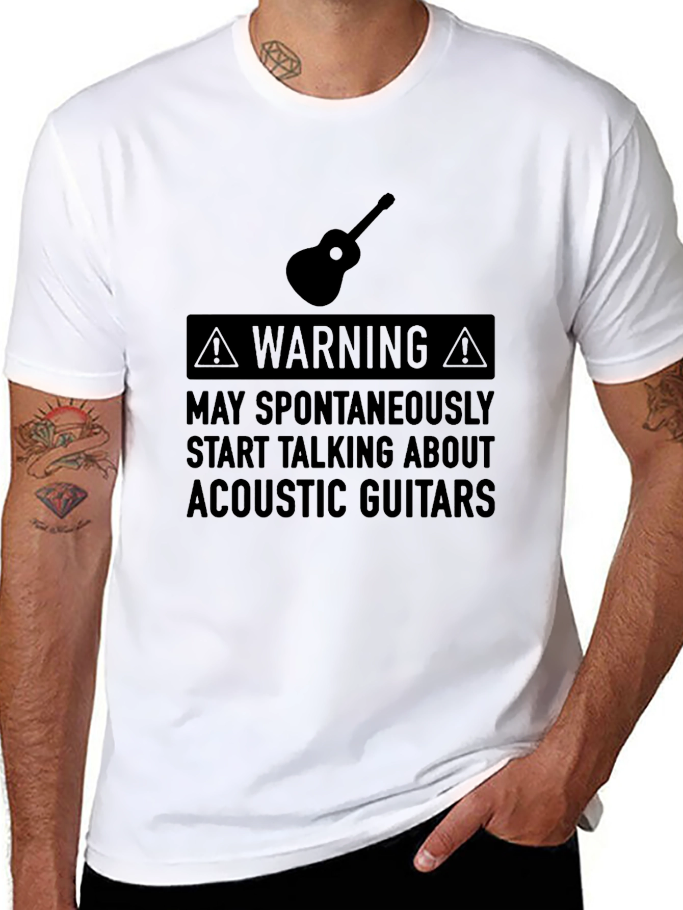 Acoustic Guitar Warning Graphic Tee