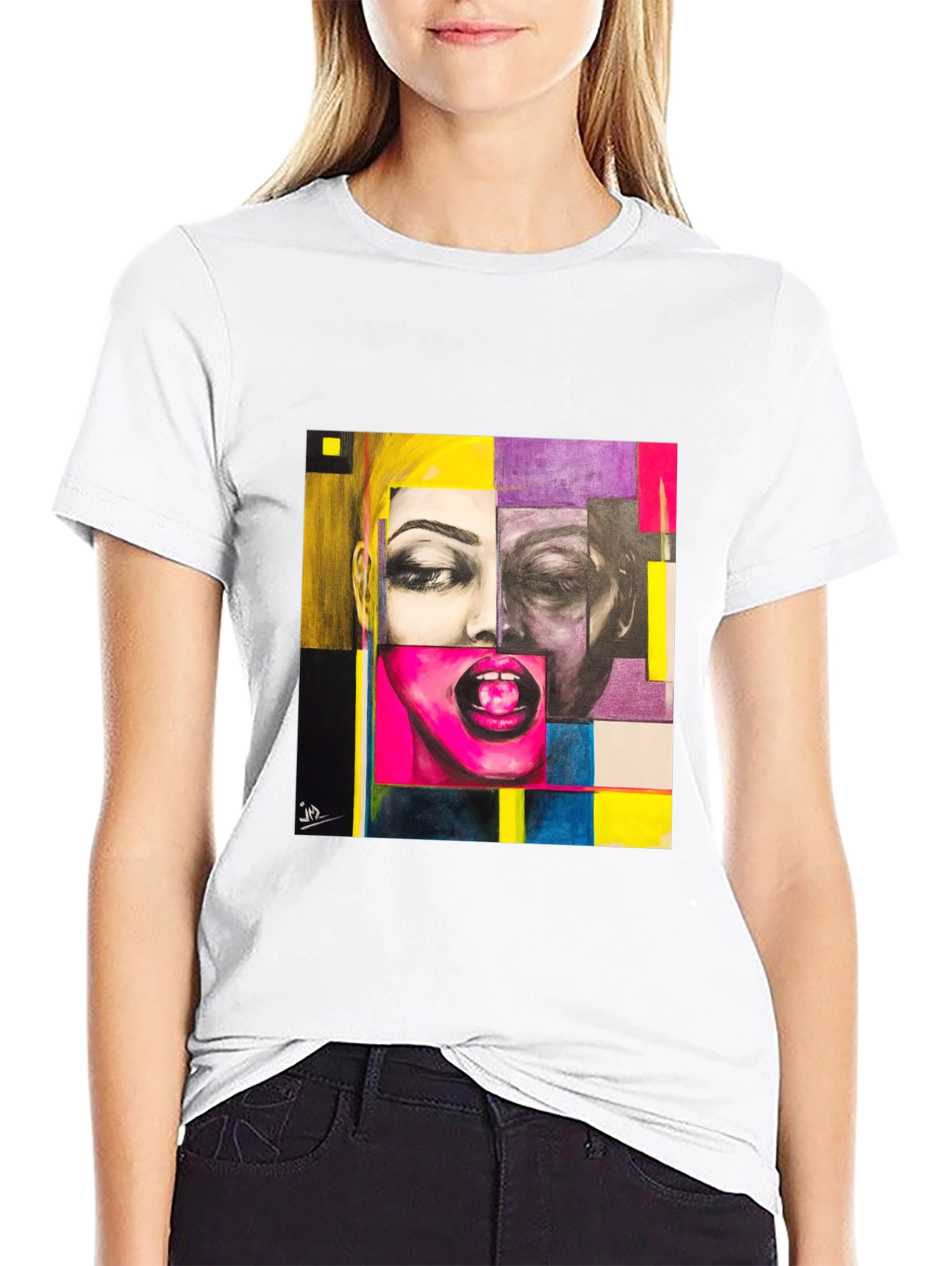 Abstract Face Graphic T-Shirt