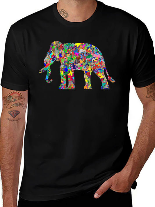 Abstract Elephant Graphic Black T-Shirt