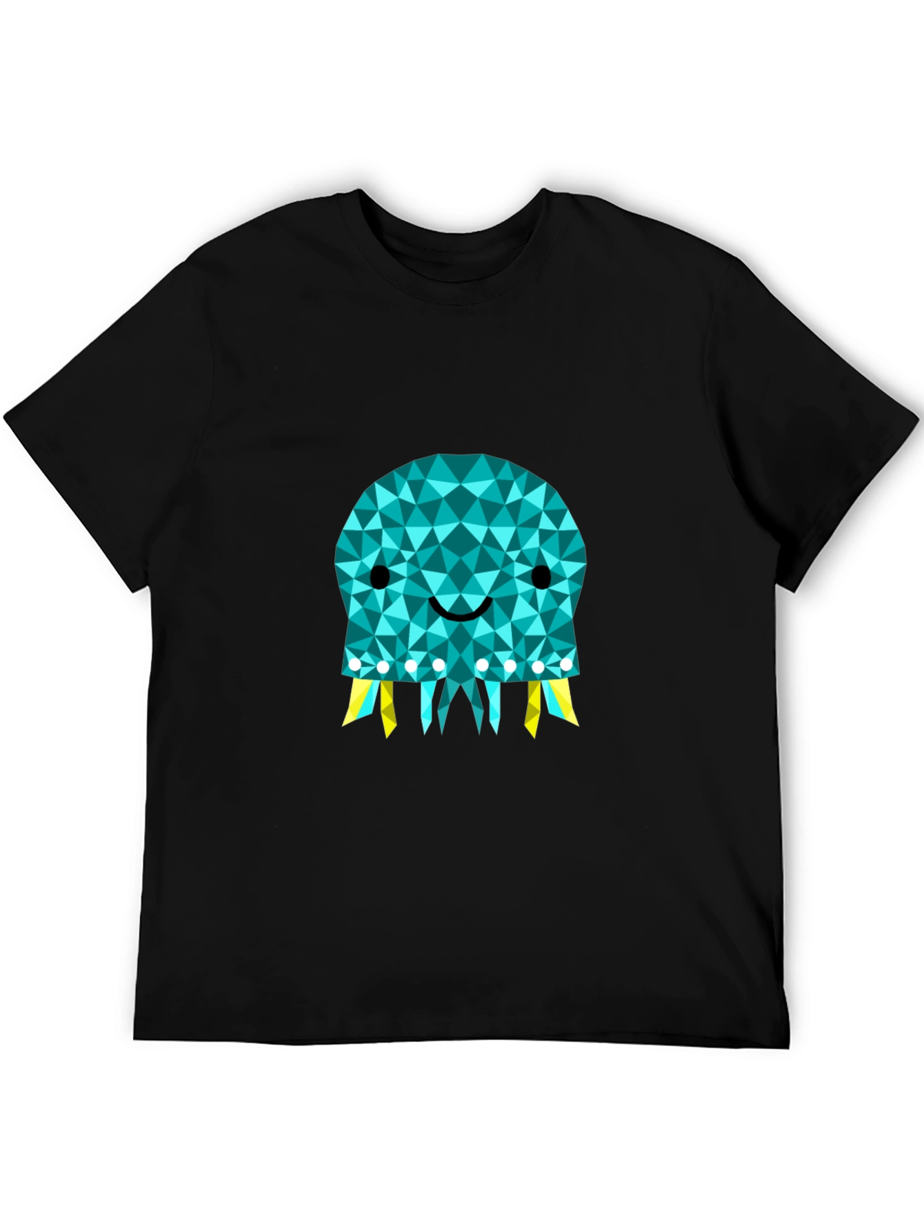 Geometric Jellyfish Graphic Tee - Black