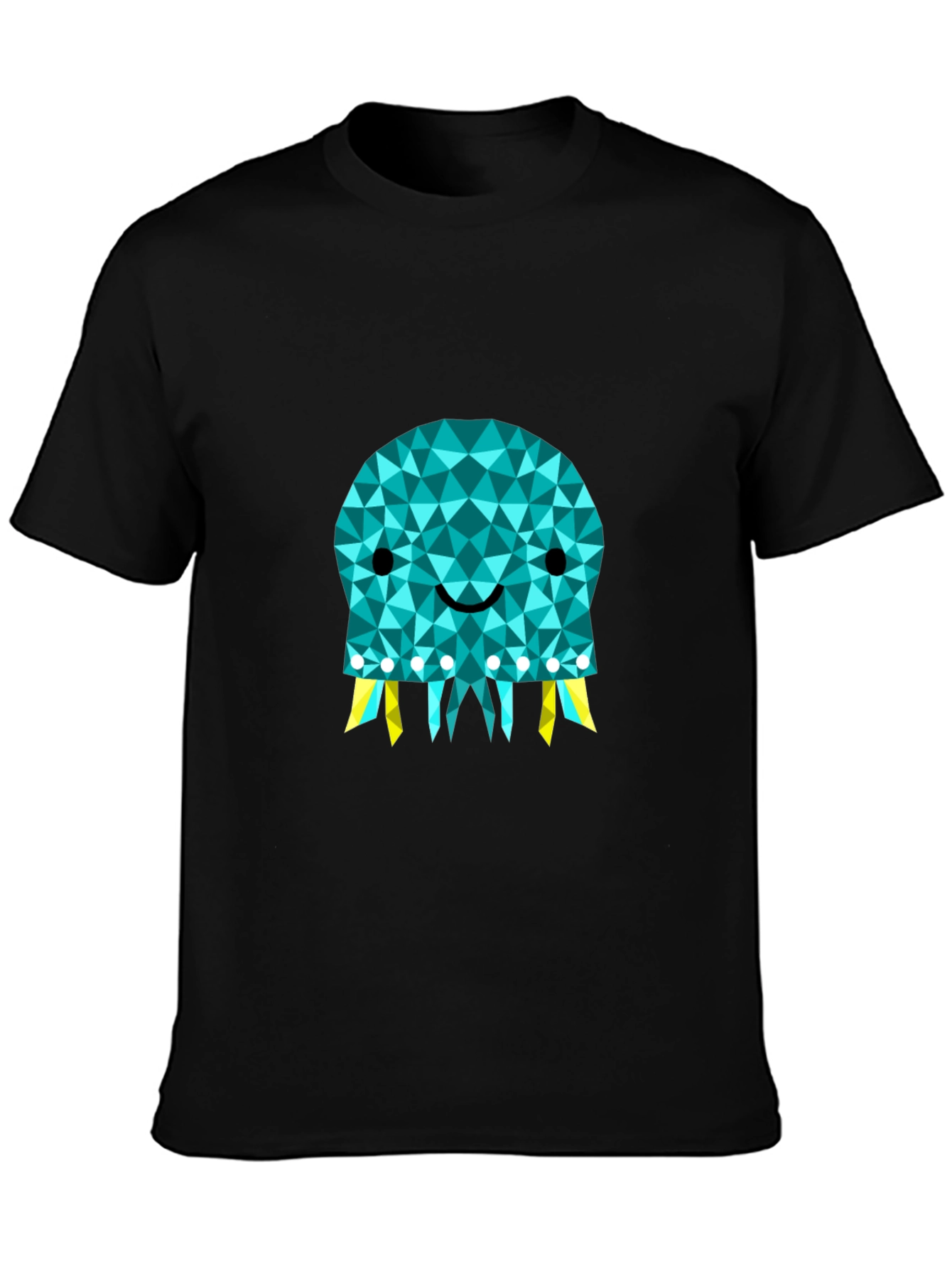 Geometric Jellyfish Graphic Tee - Black