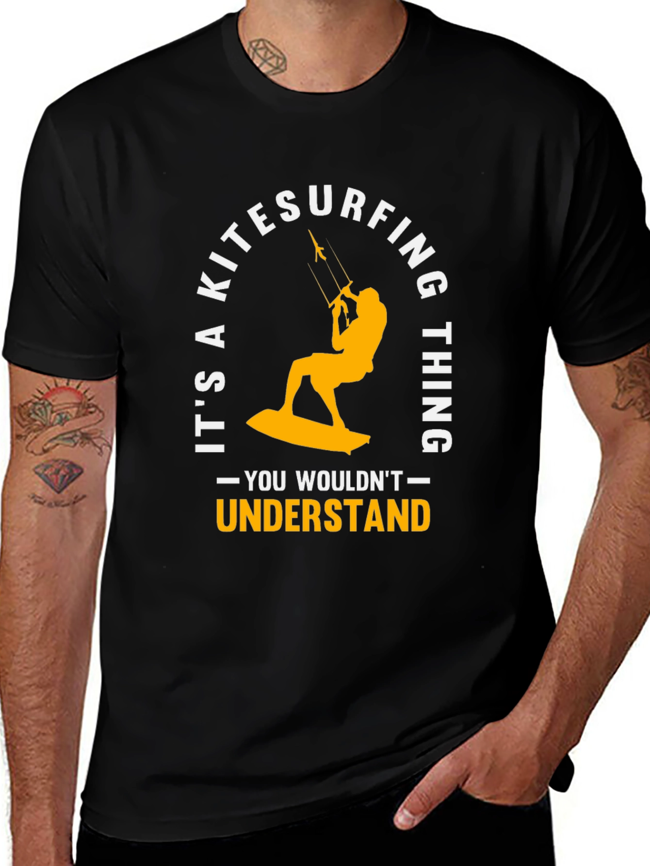 Kitesurfing Thing Graphic Tee - Black Cotton T-Shirt