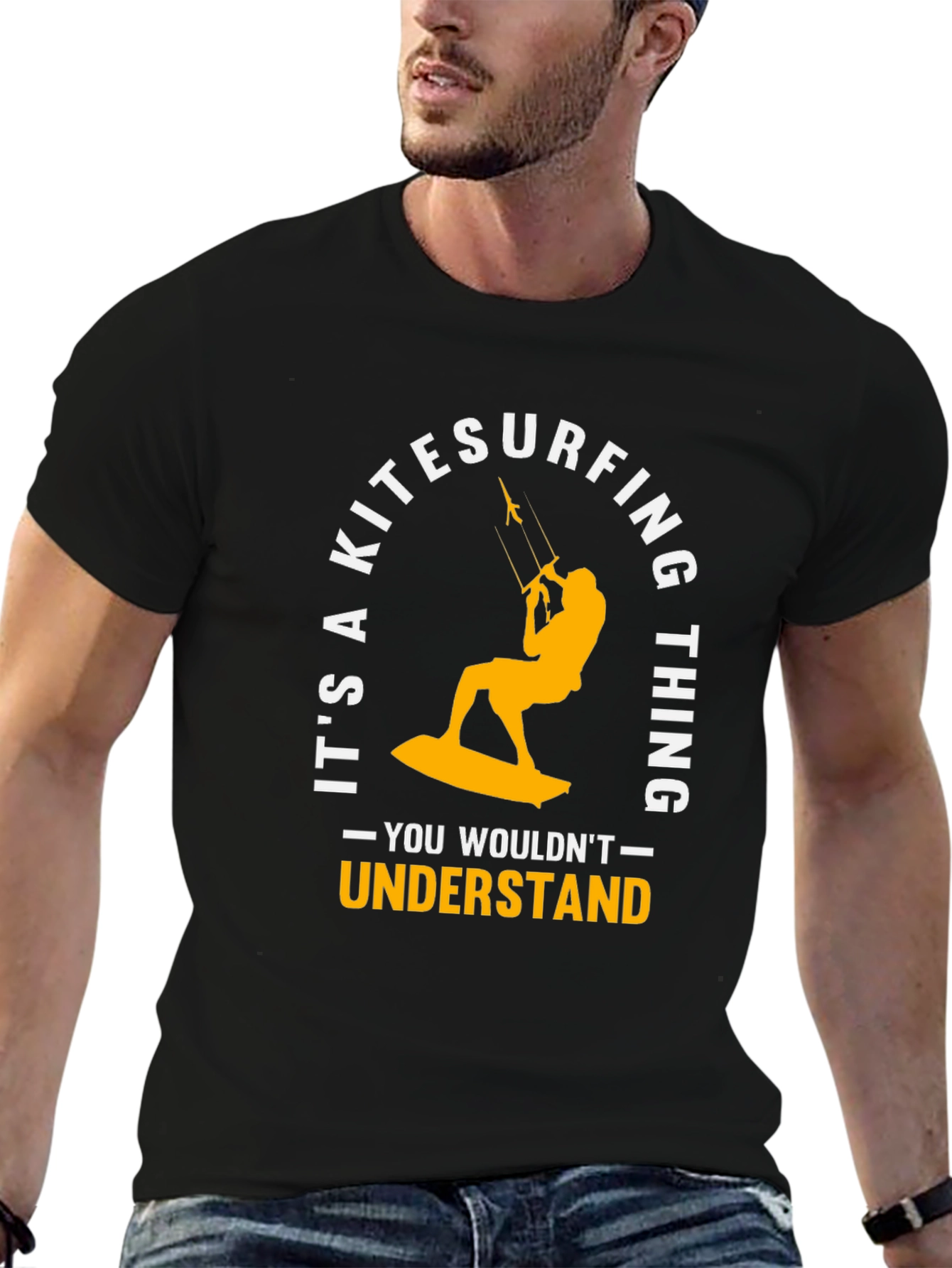 Kitesurfing Thing Graphic Tee - Black Cotton T-Shirt