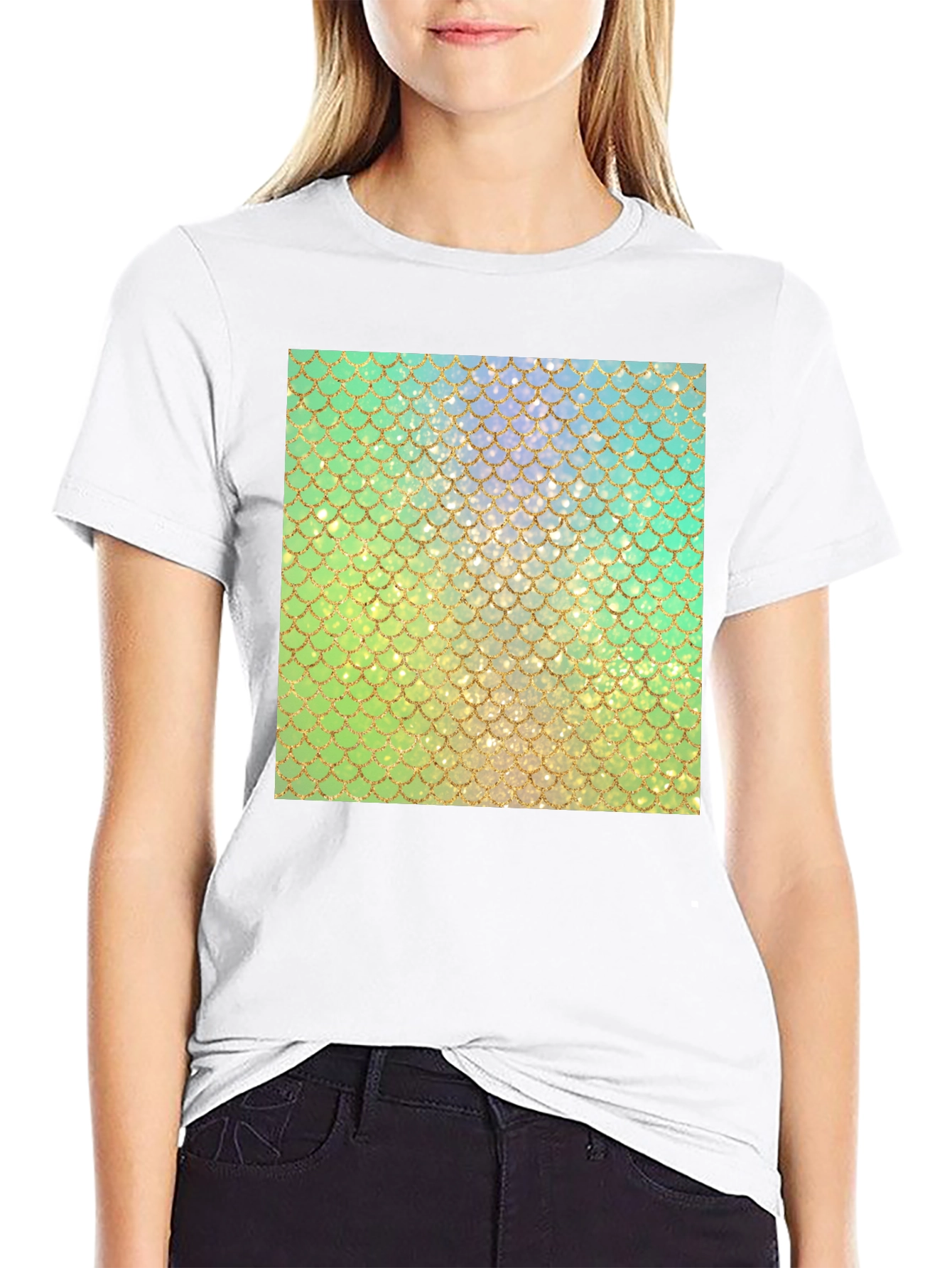 Mermaid Scales Pattern Graphic T-Shirt