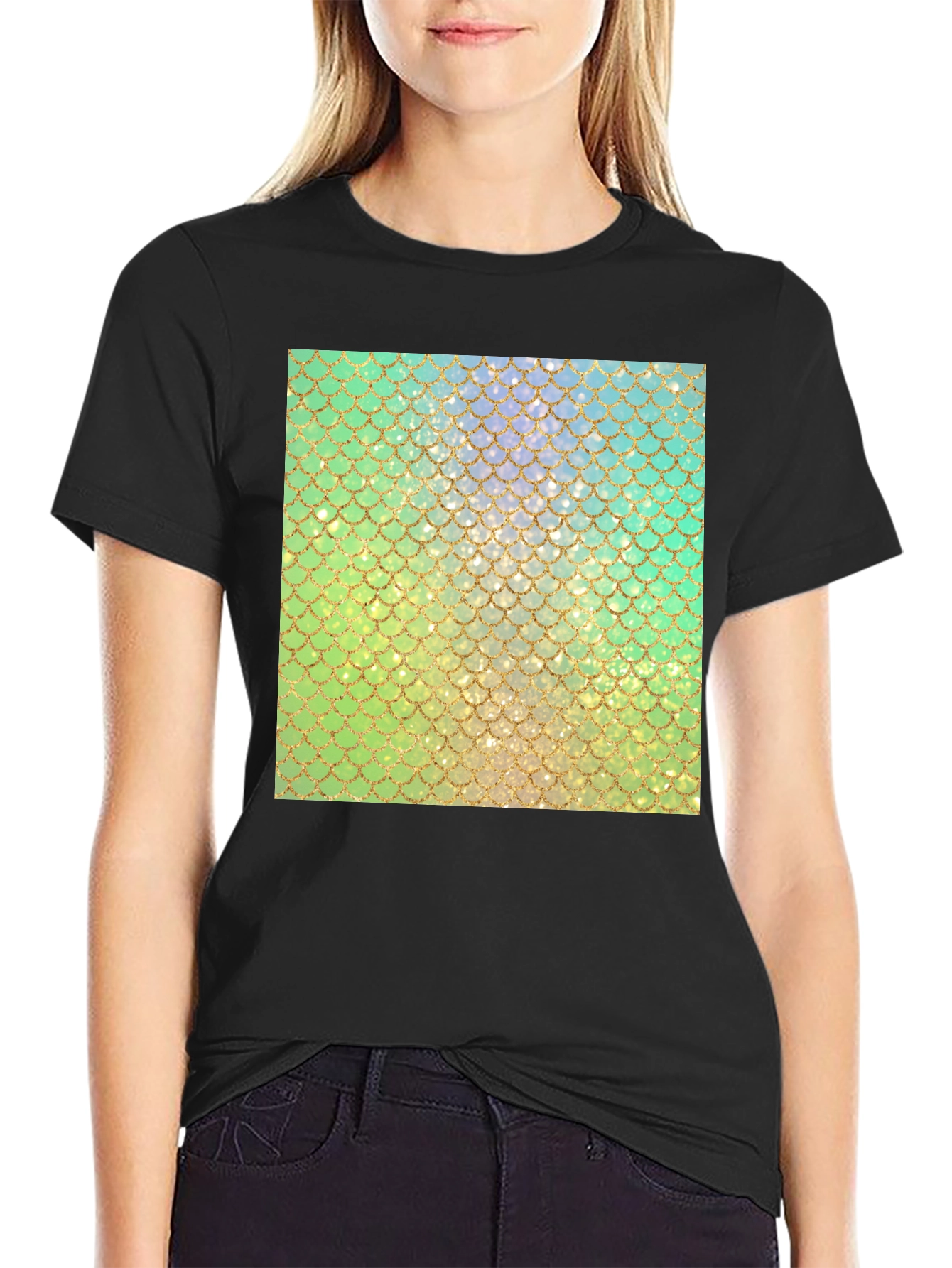 Mermaid Scales Pattern Graphic T-Shirt
