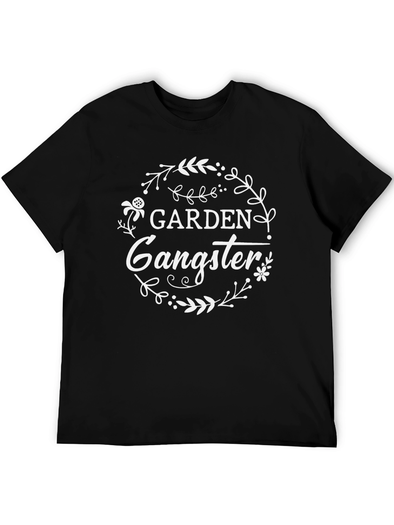 Garden Gangster Graphic Tee - Black Cotton T-Shirt