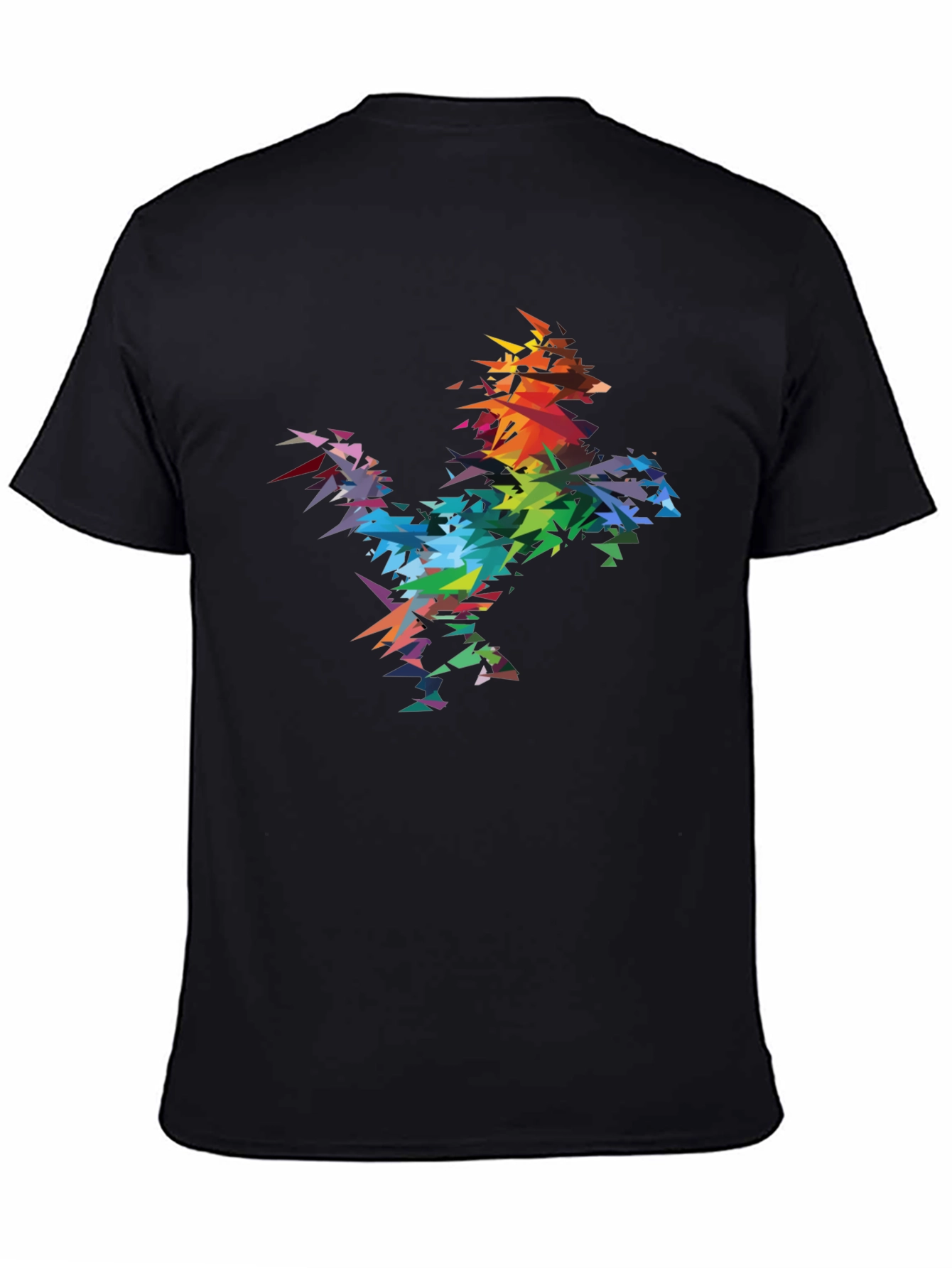 Abstract Geometric Rainbow Rooster Graphic Tee
