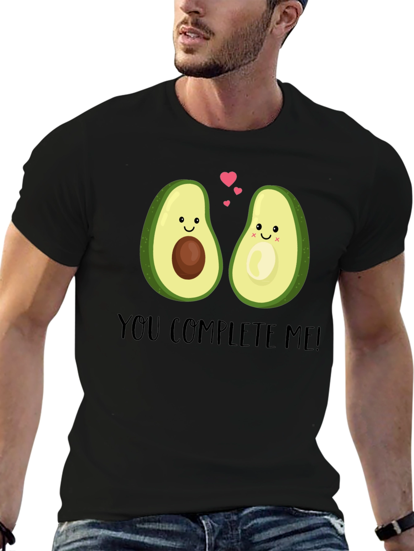 Cute Avocado Couple Graphic T-Shirt - You Complete Me!