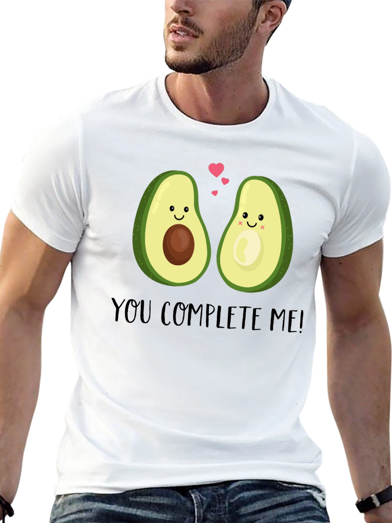 Cute Avocado Couple Graphic T-Shirt - You Complete Me!