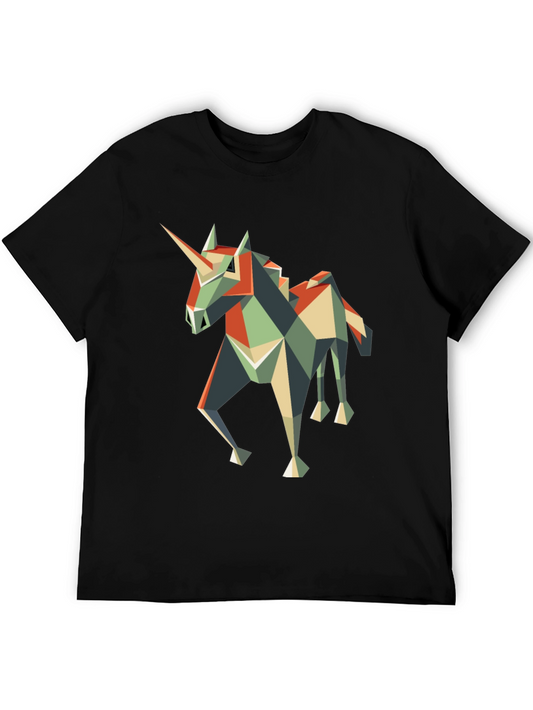 Geometric Unicorn Graphic Tee - Modern Style