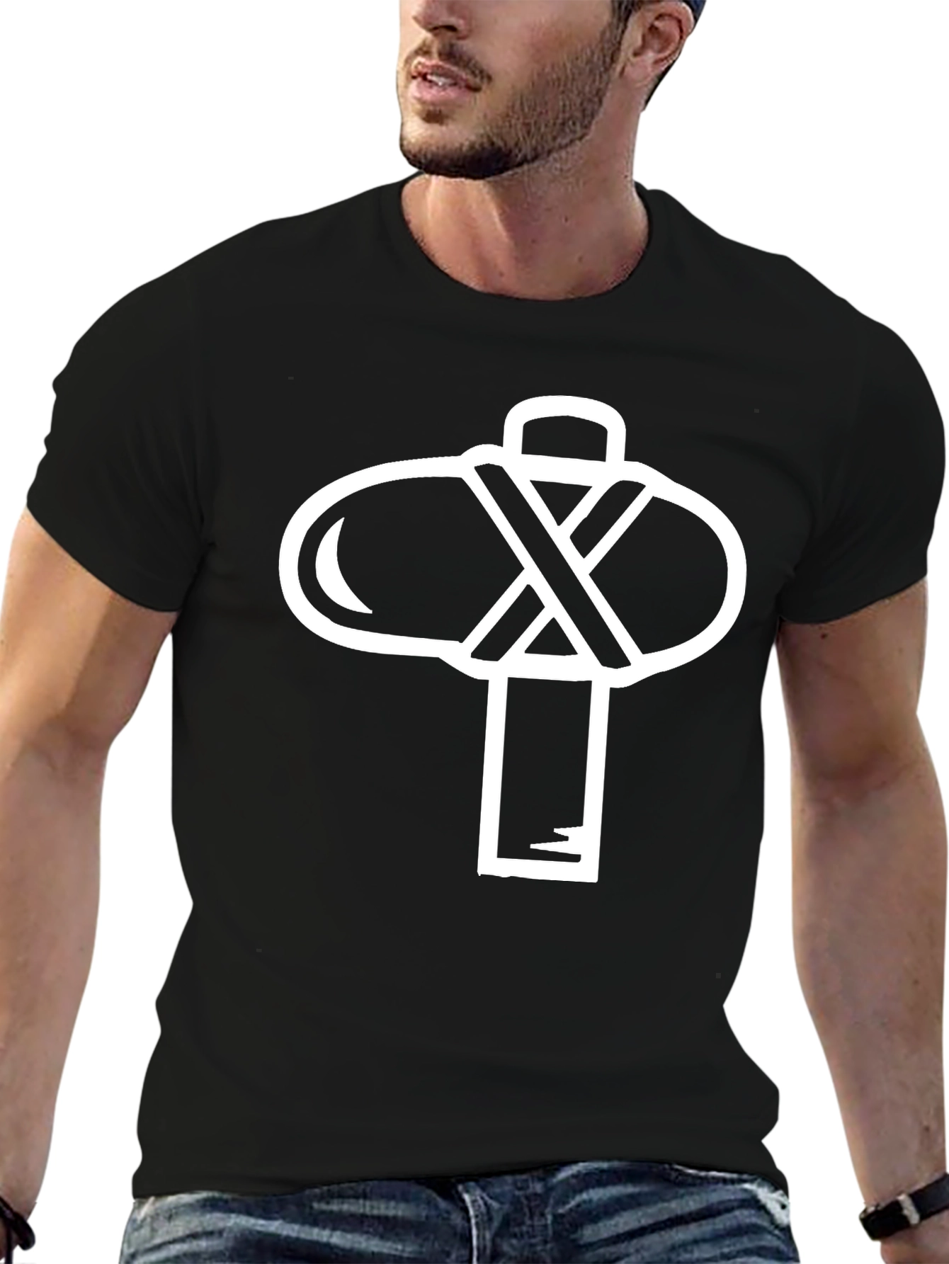 Abstract Graphic Print T-Shirt - Black