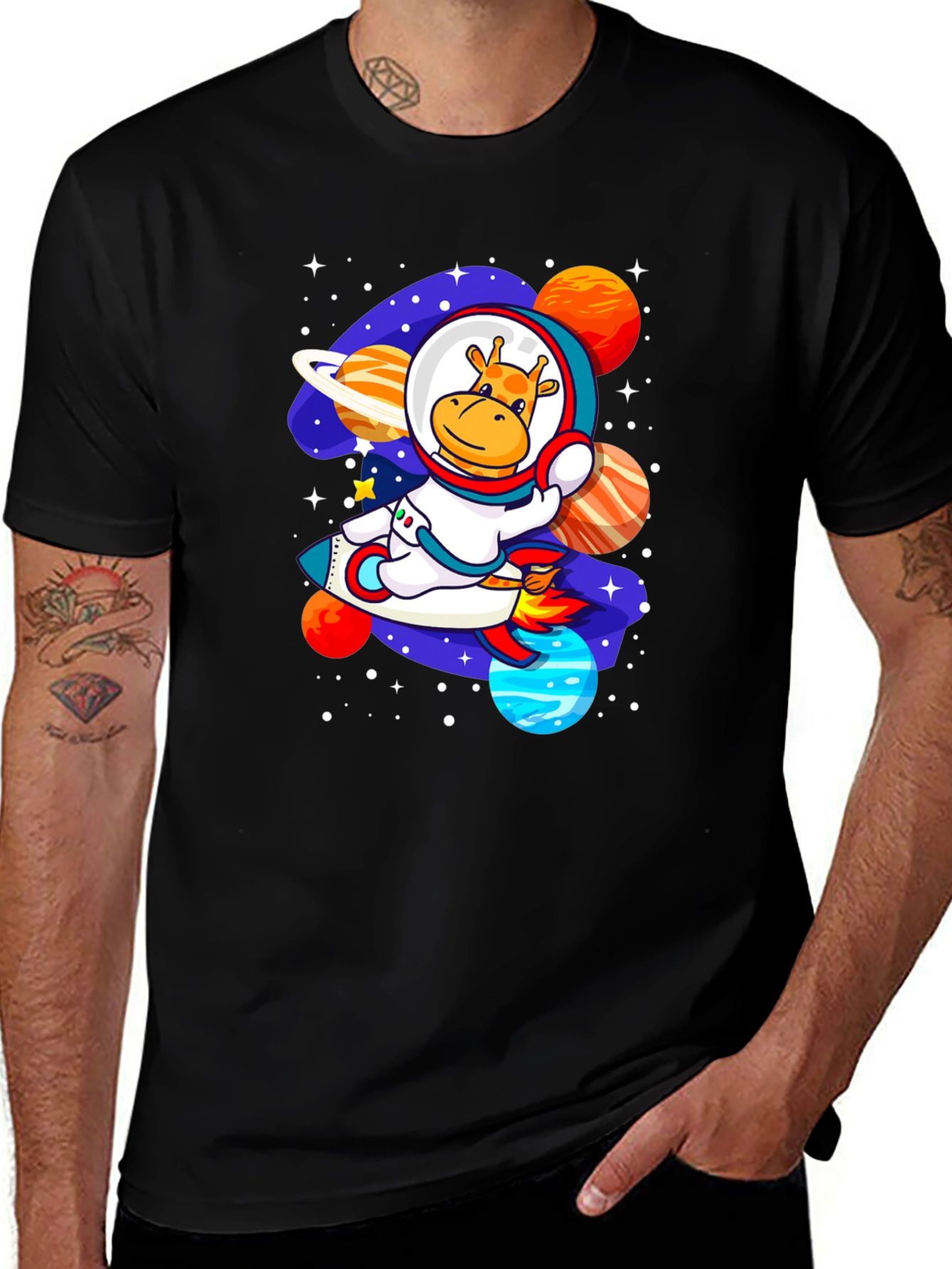 Giraffe Astronaut T-Shirt - Space Adventure Design