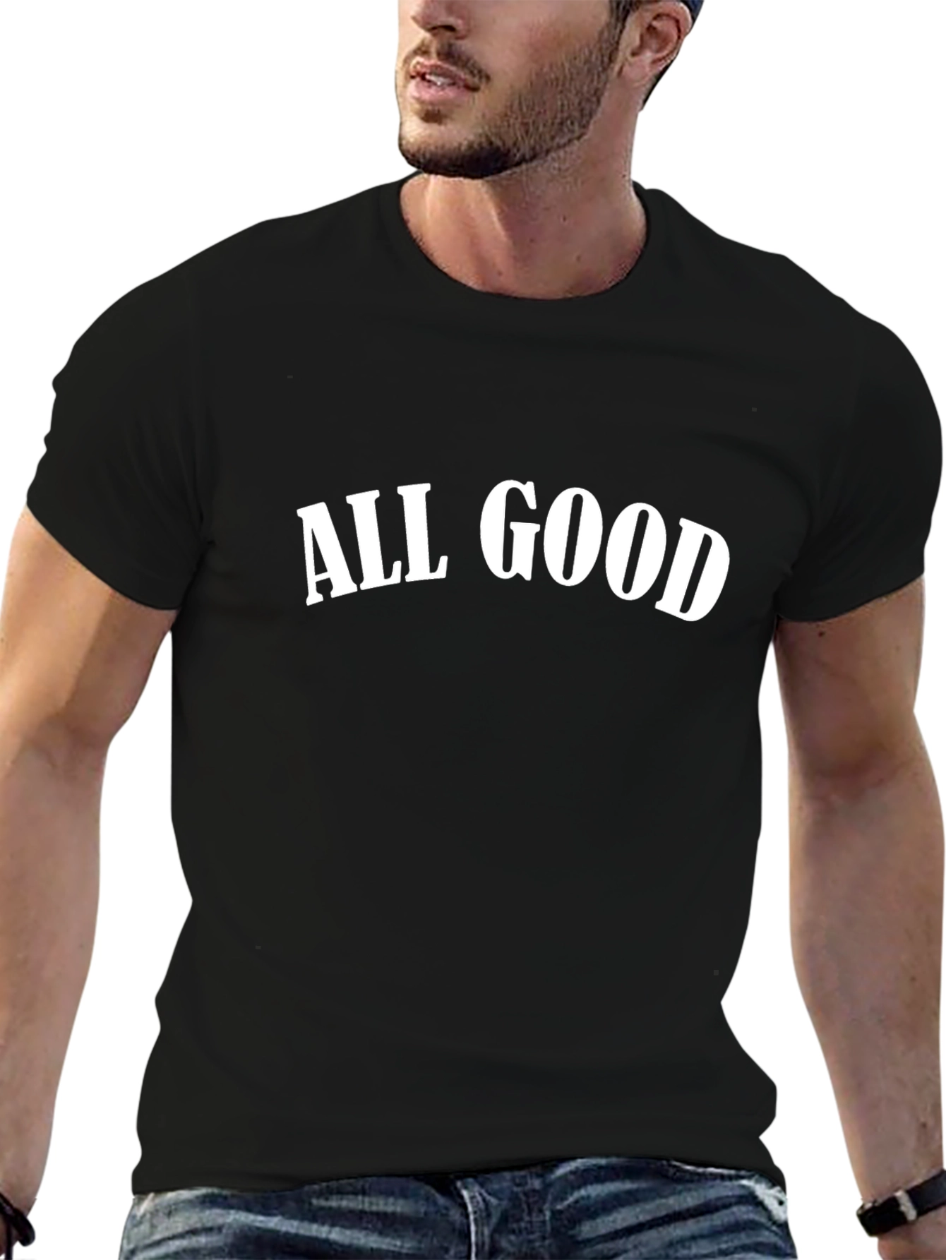 All Good Black Graphic Tee - Mens Casual T-Shirt