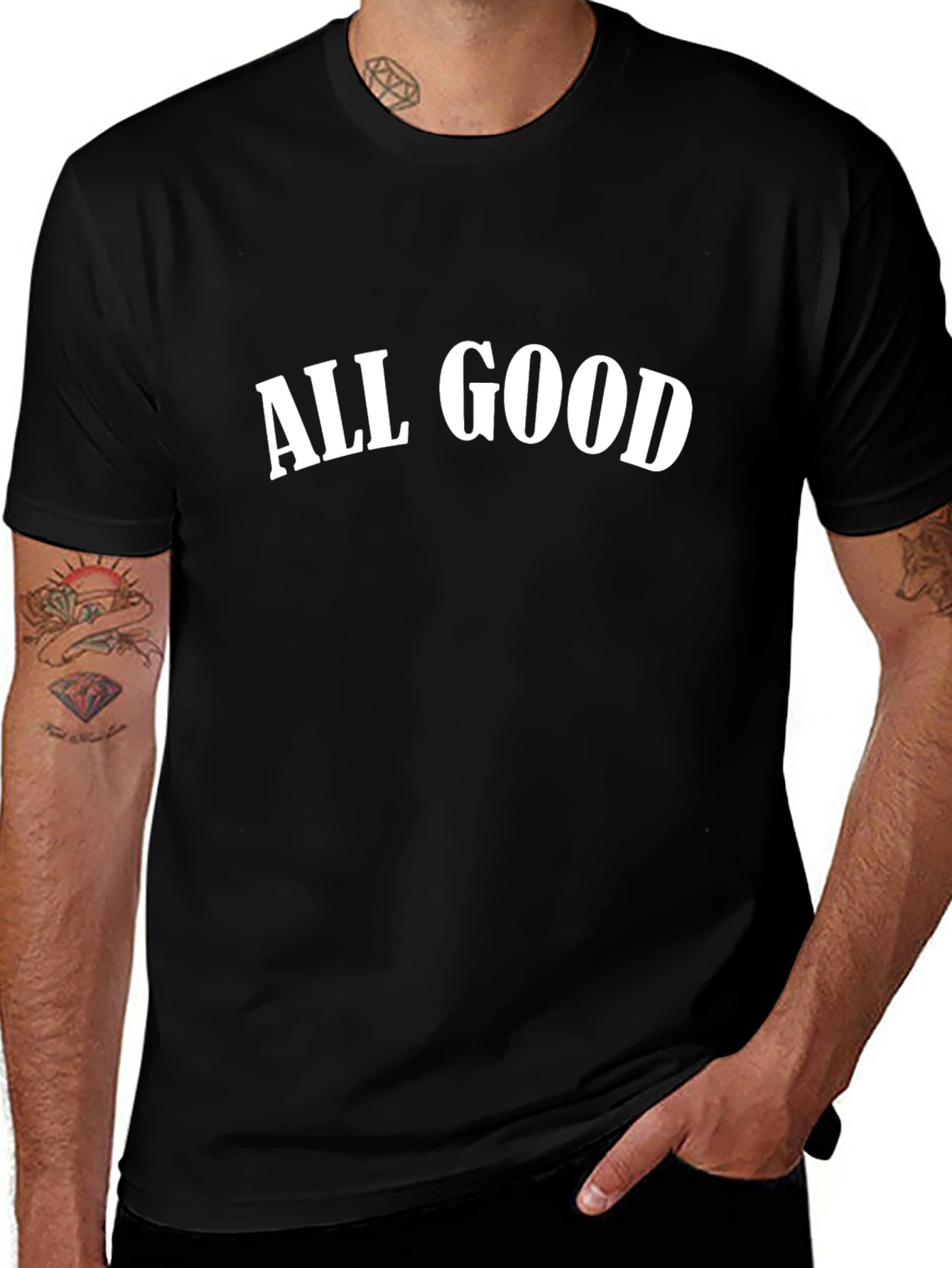 All Good Black Graphic Tee - Mens Casual T-Shirt