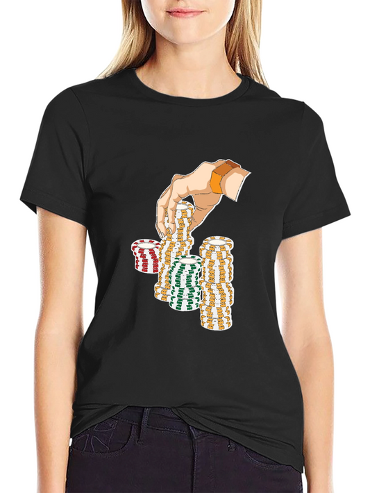 Gamblers Hand Graphic Tee - Lucky Poker Chips Design