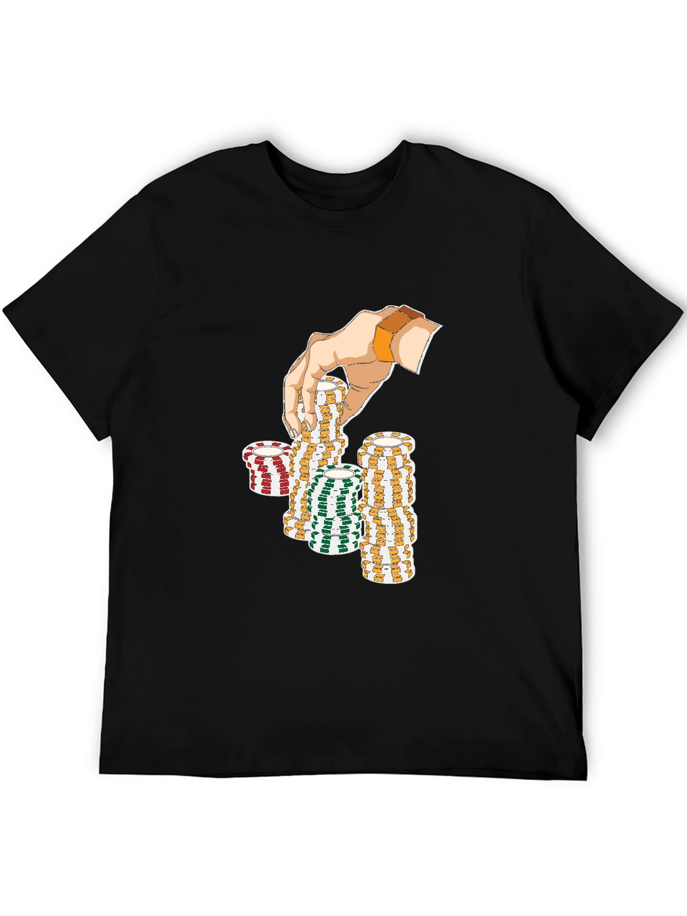 Gamblers Hand Graphic Tee - Lucky Poker Chips Design
