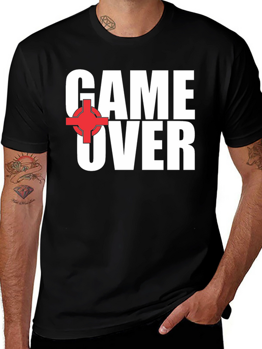 Game Over Graphic Tee - Black Cotton Short Sleeve