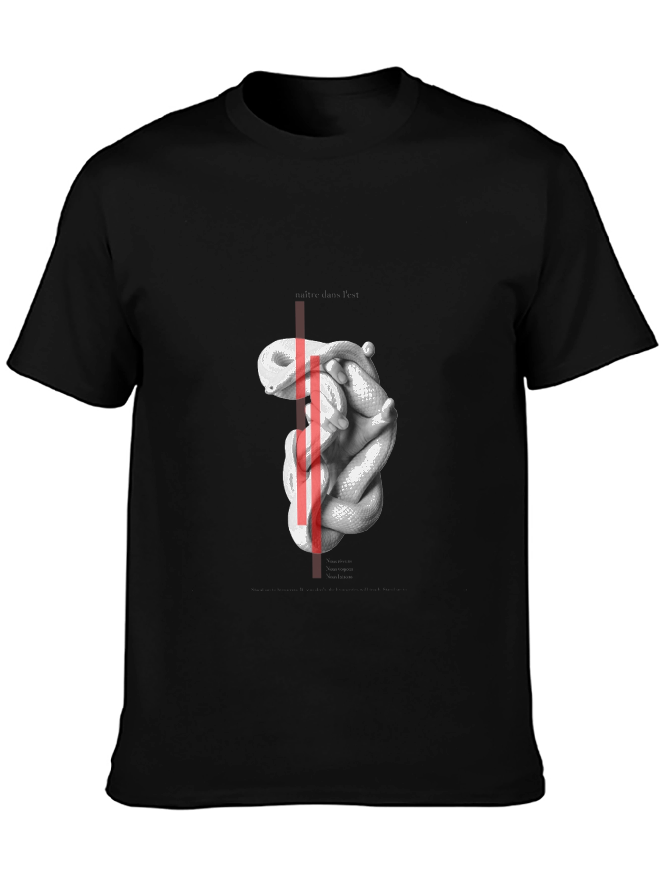 Abstract Snake Graphic Print Black T-Shirt