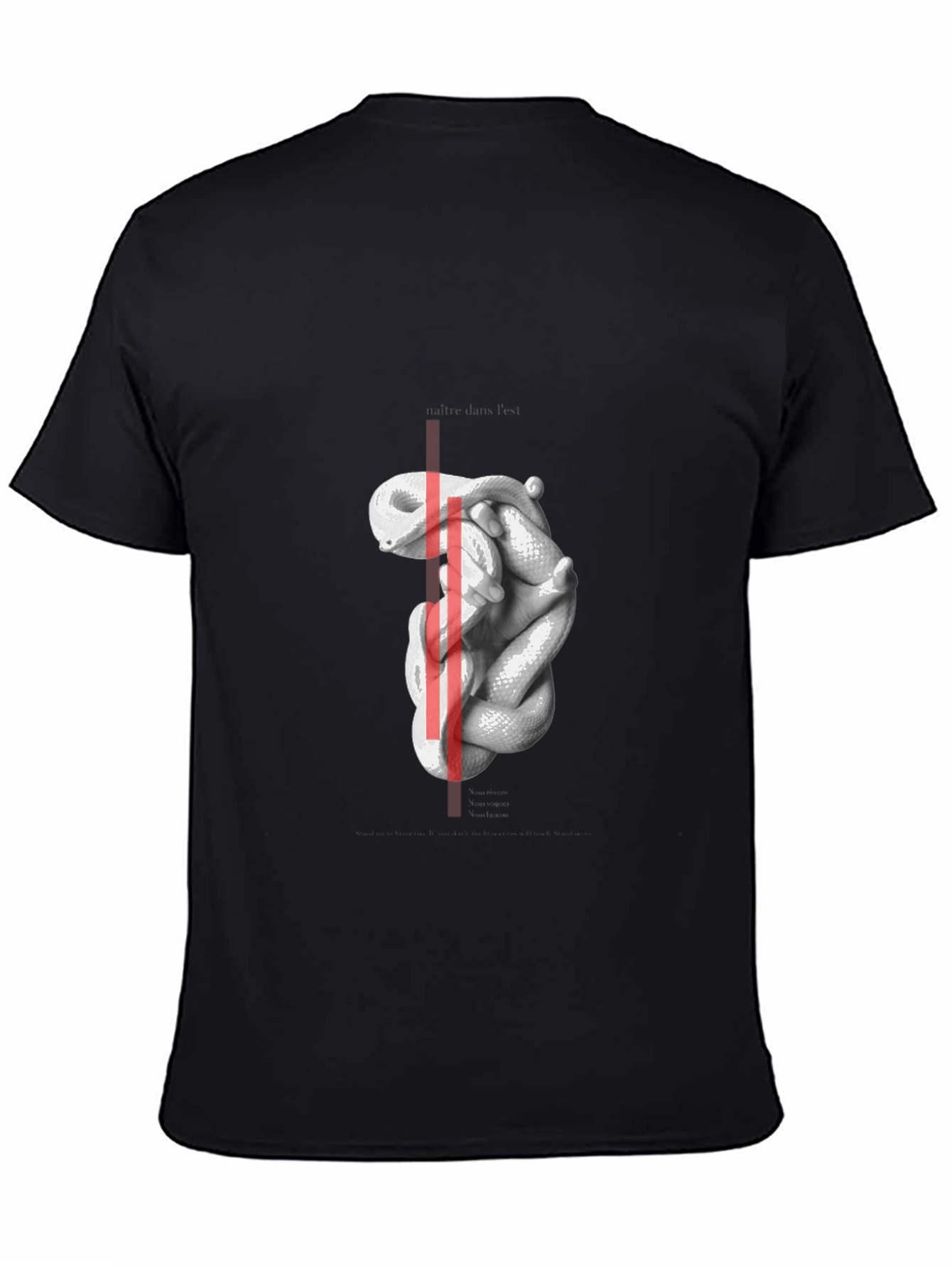 Abstract Snake Graphic Print Black T-Shirt