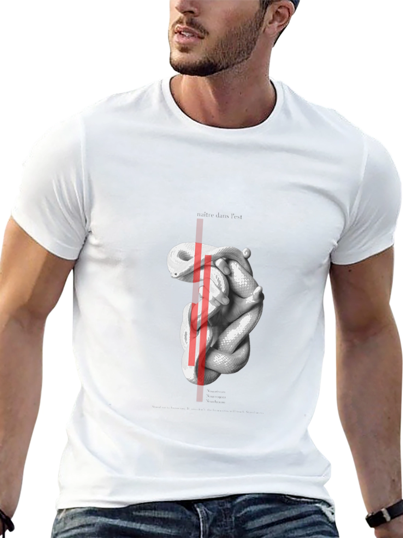 Abstract Snake Graphic Print Black T-Shirt