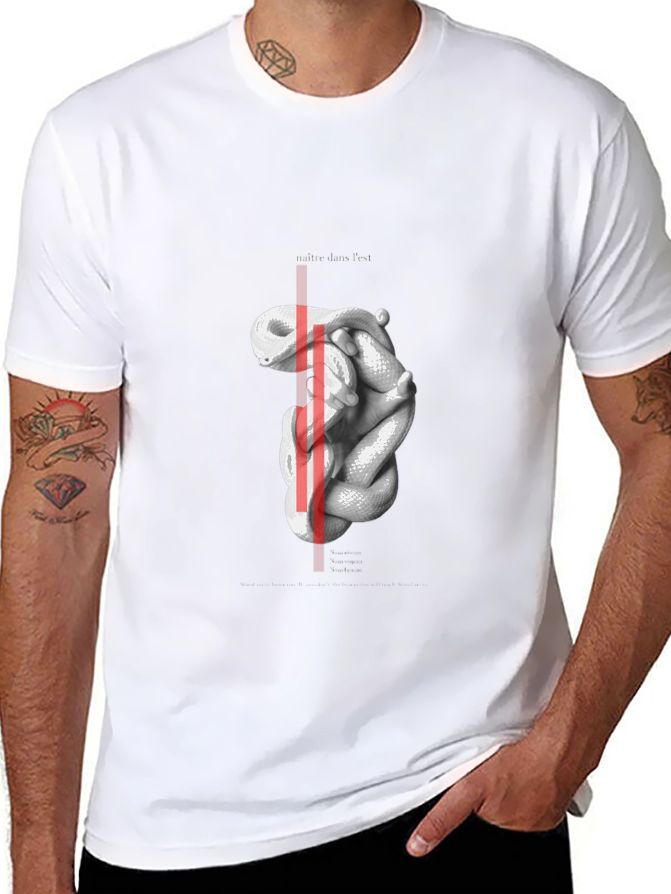 Abstract Snake Graphic Print Black T-Shirt