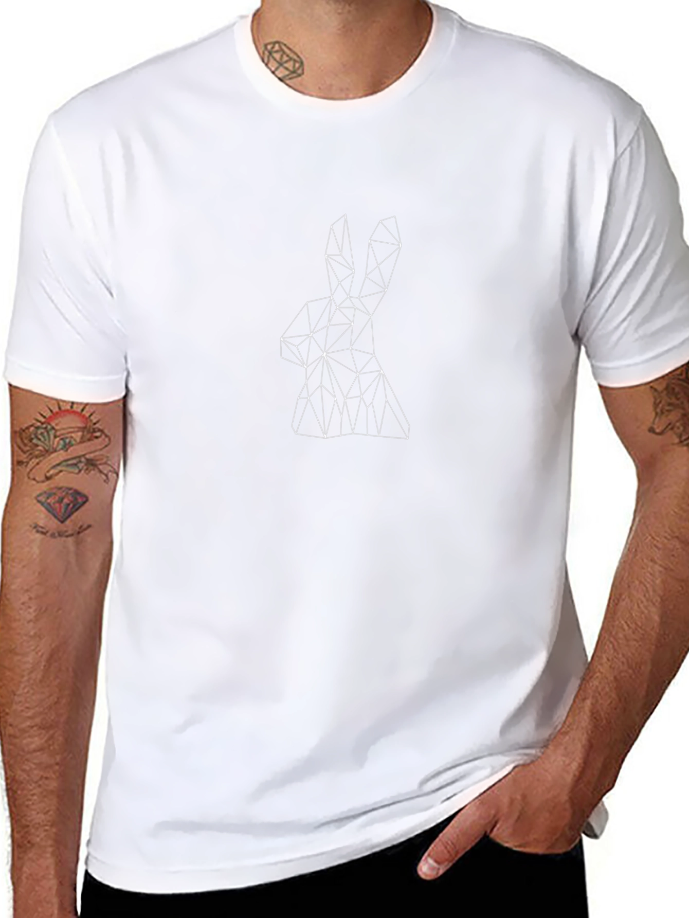 Geometric Rabbit Tee - Modern Graphic Print Shirt