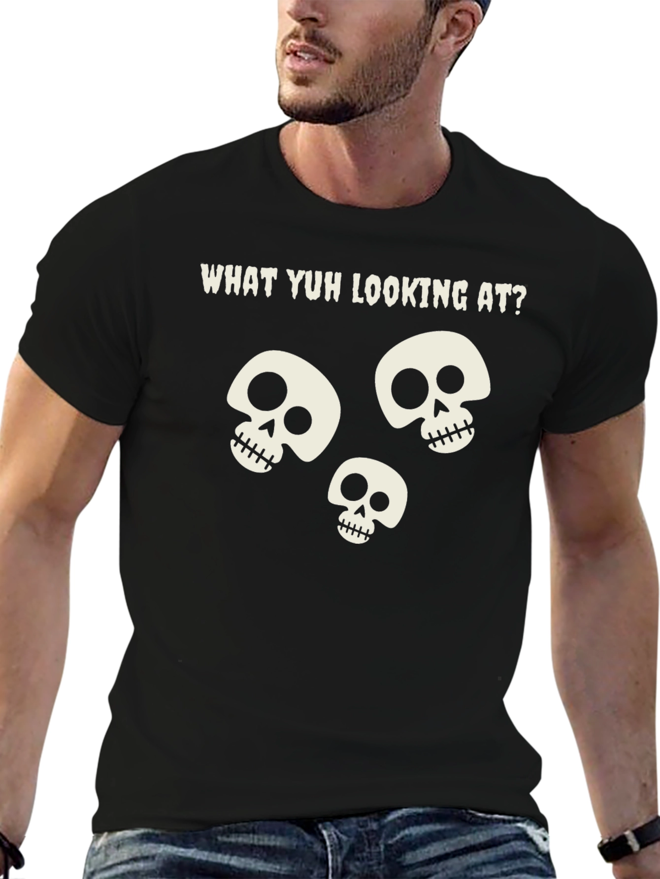 Skull Graphic T-Shirt - What Yuh Looking At?