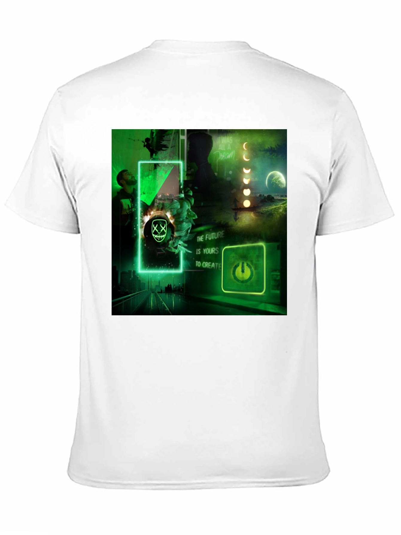 Futuristic Neon Graphic Tee - Black