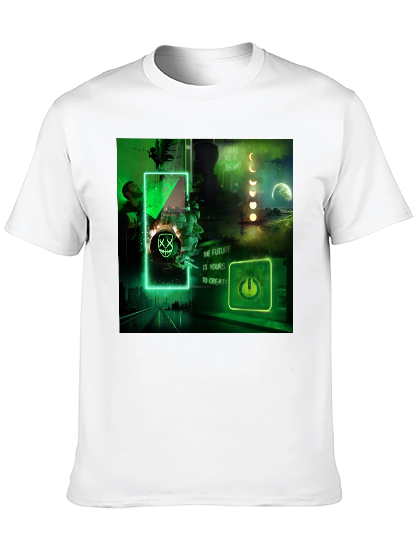 Futuristic Neon Graphic Tee - Black