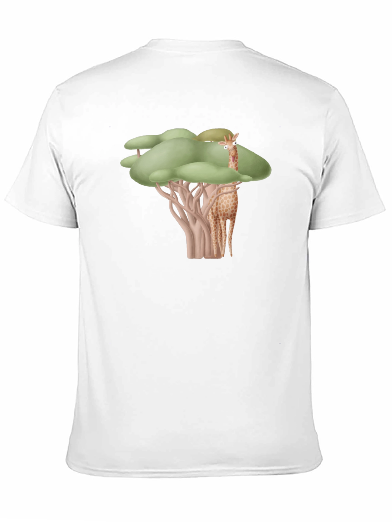Giraffe Tree Graphic Tee - Black Cotton T-Shirt