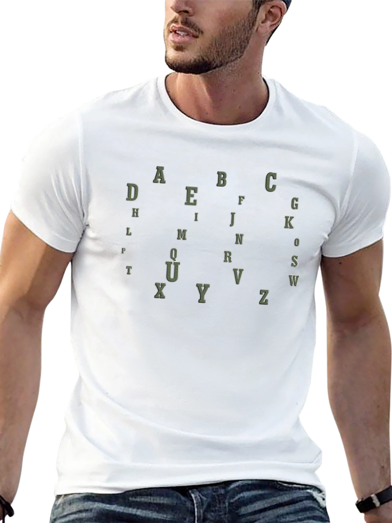 Alphabet Letter Print Black T-Shirt