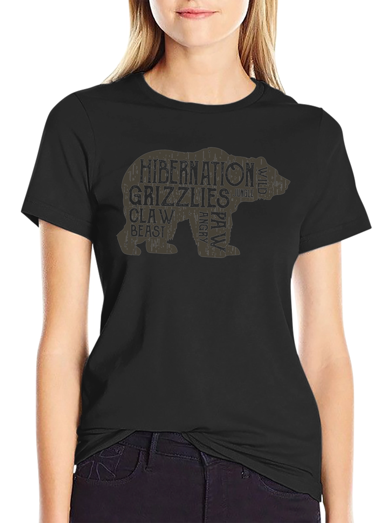 Grizzly Bear Word Art T-Shirt