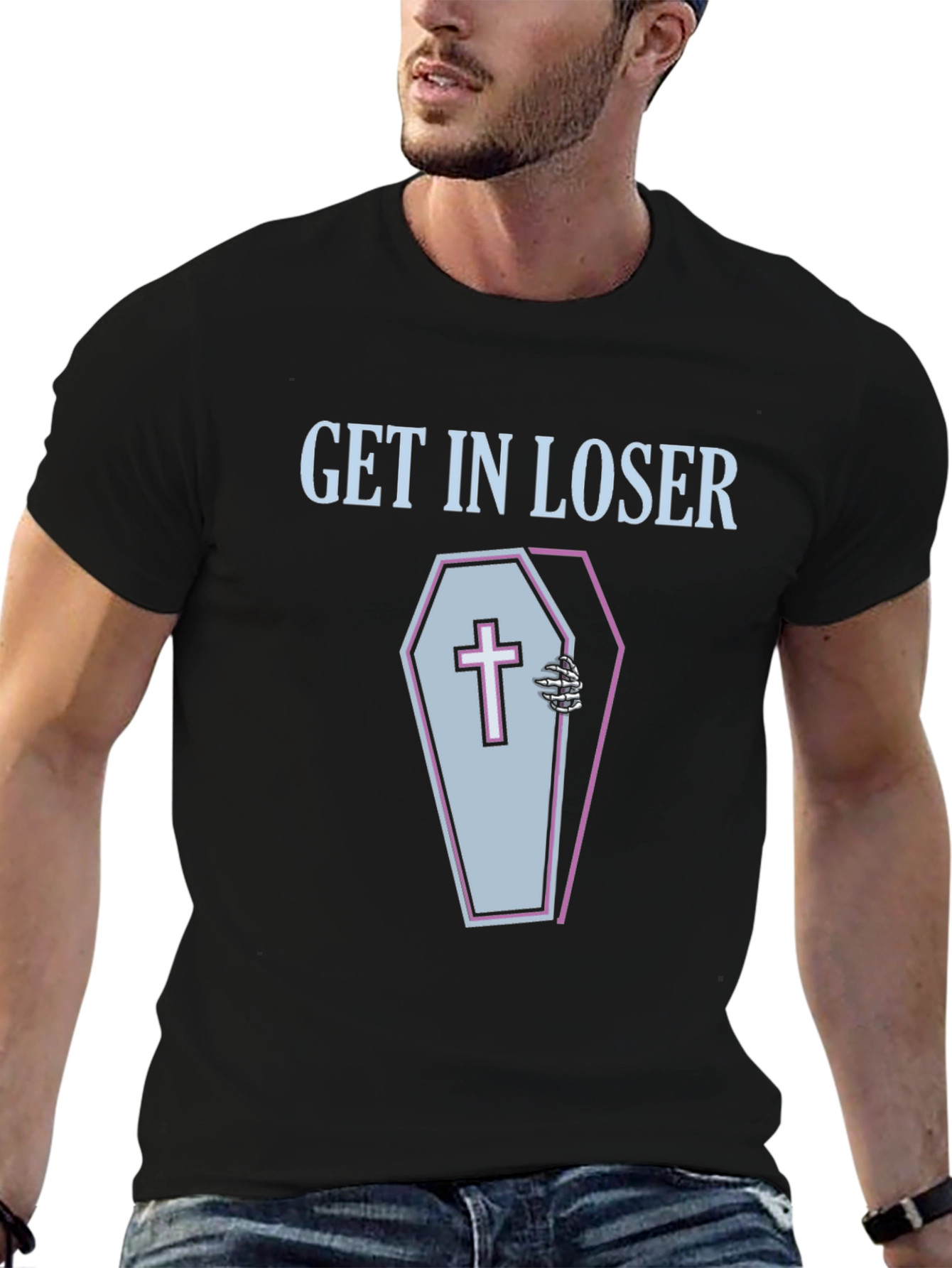 Get In Loser Coffin Graphic Tee - Spooky Season