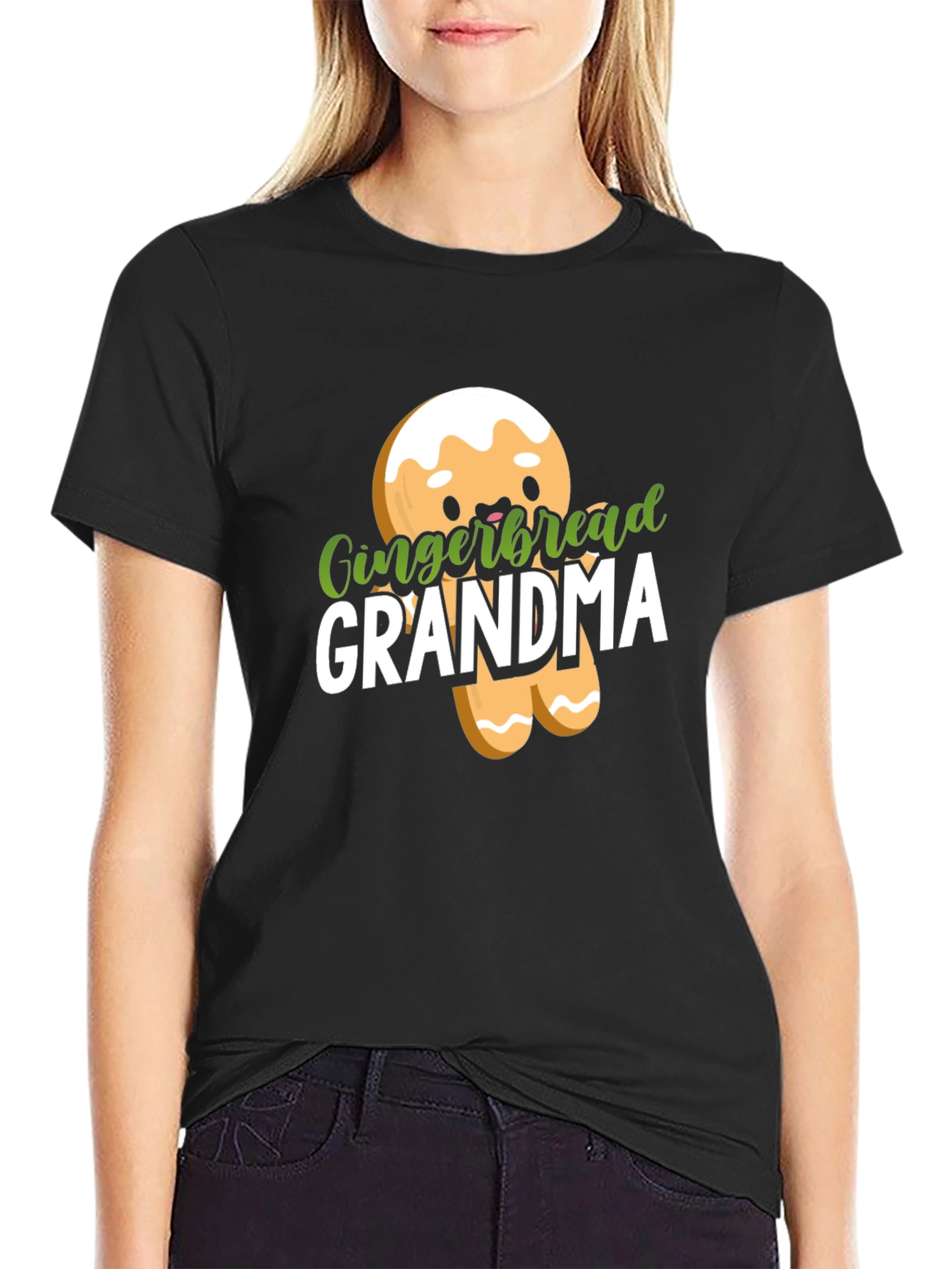Gingerbread Grandma Black T-Shirt
