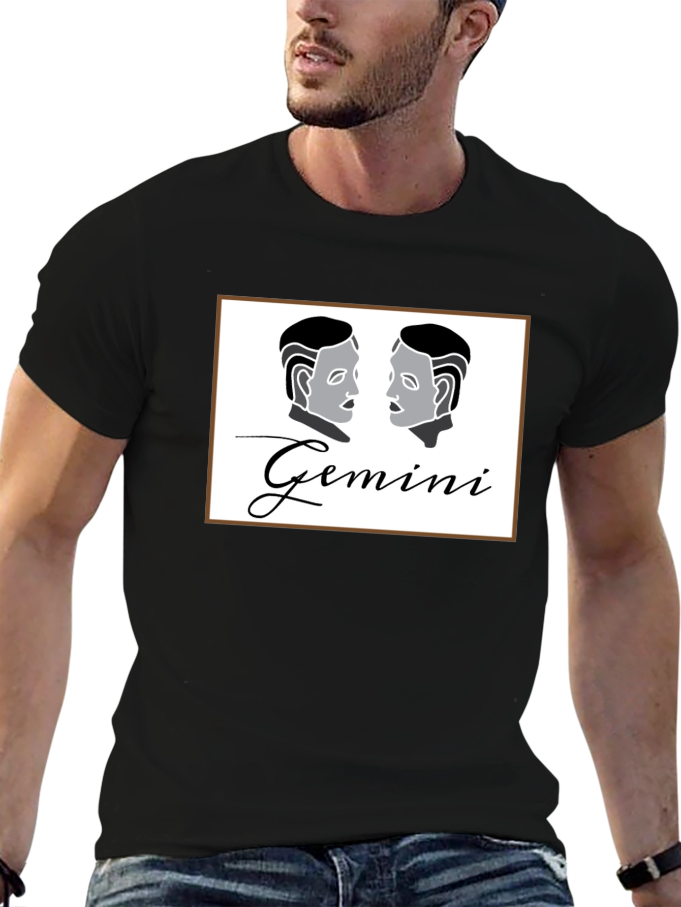 Gemini Zodiac Black T-Shirt
